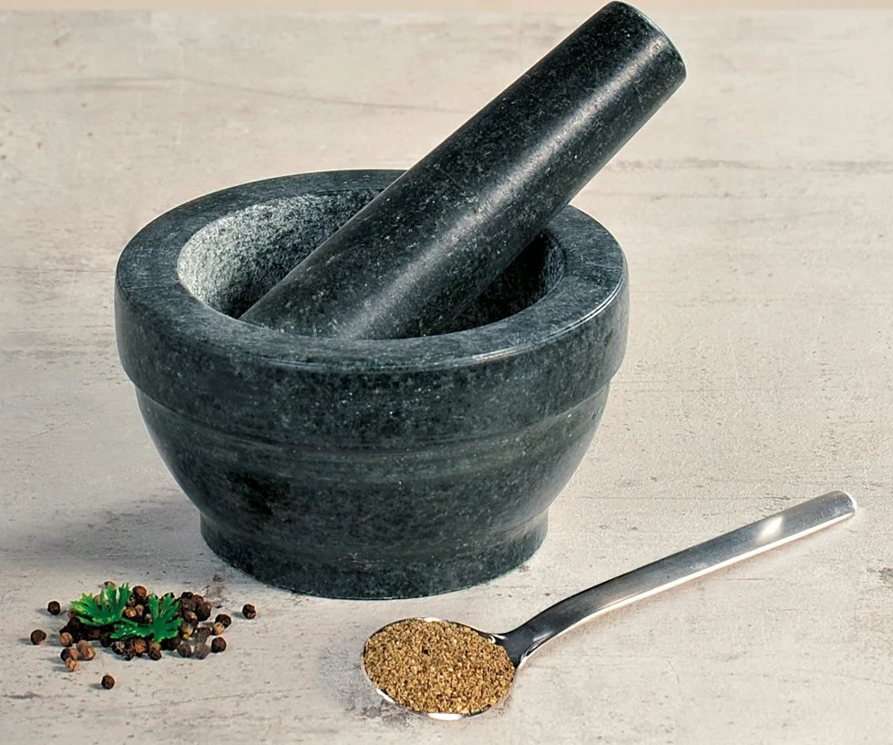 Kesper Mortaio con pestello in granito lucidato 16x8 cm