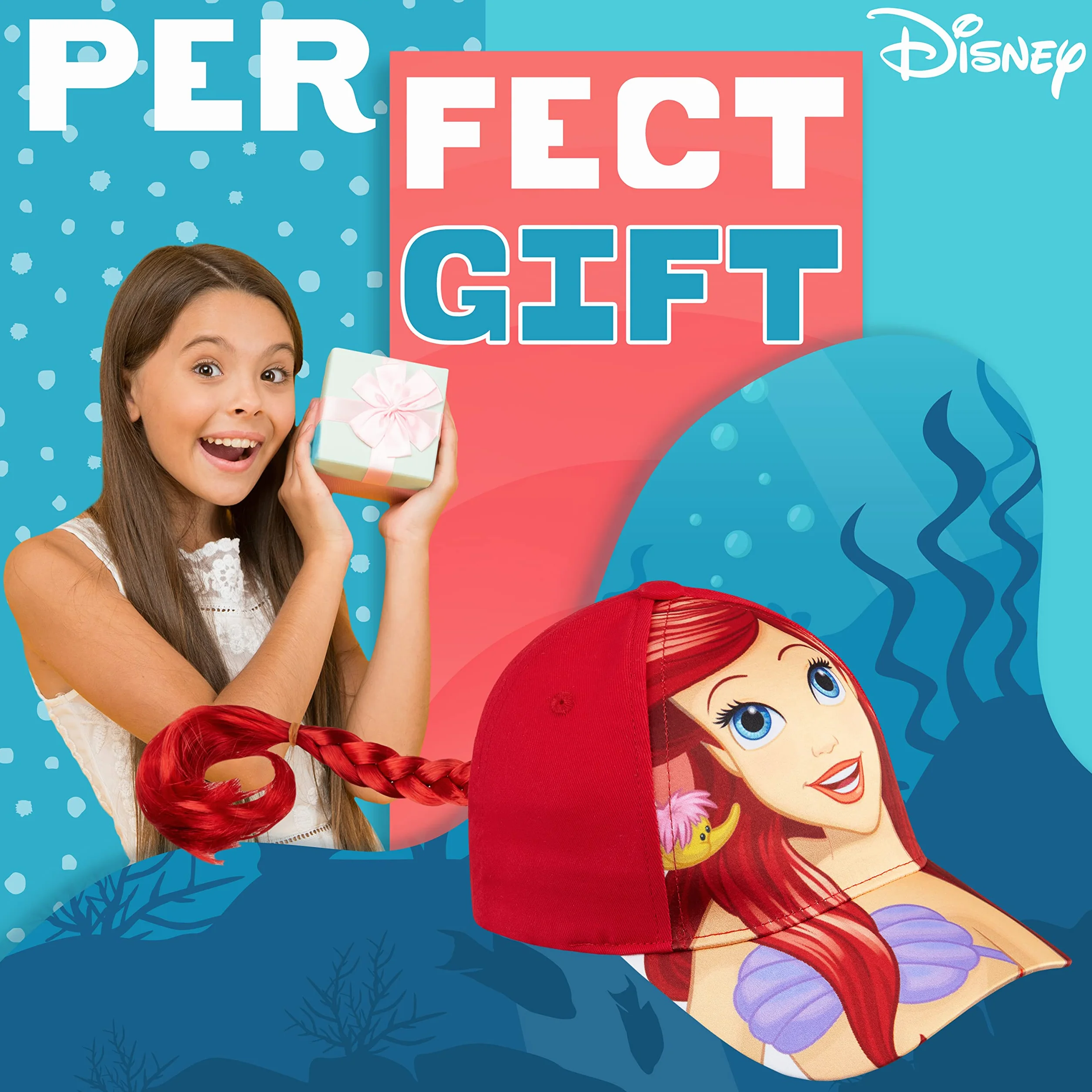 Disney Cappello Bambina Principesse Frozen La Sirenetta Treccia 3d Cappellino Regolabile