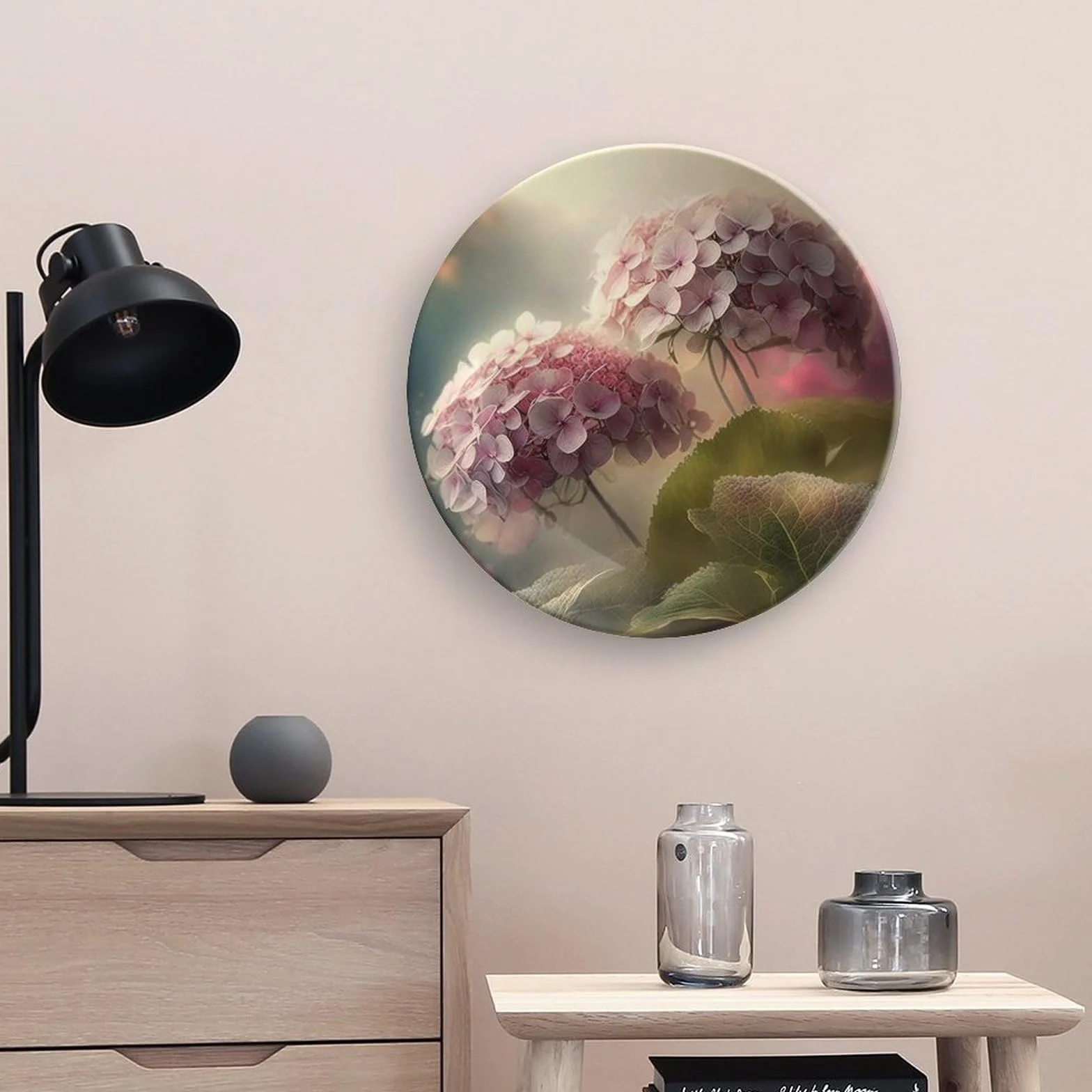 Piatti decorativi in ceramica con ortensia fiore per parete soggiorno sala da pranzo
