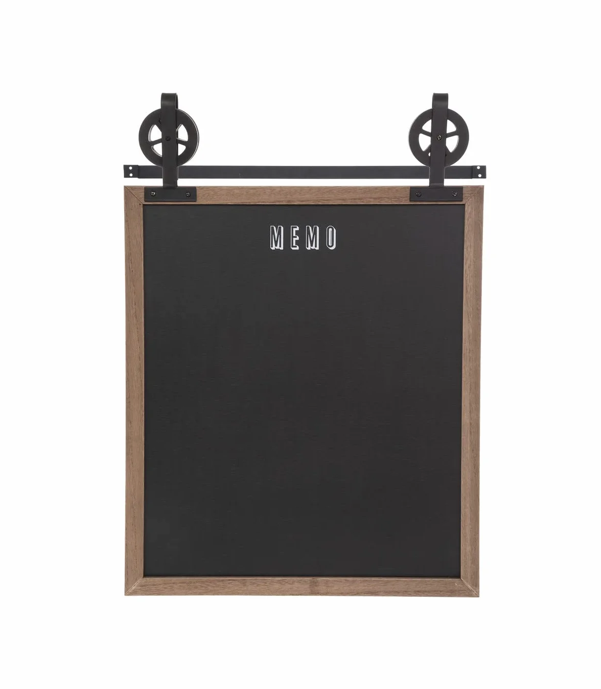 Atmosphera - Lavagna da parete Pouli nera e in legno, 55 x 68 cm - Per cucina, ufficio, corridoio