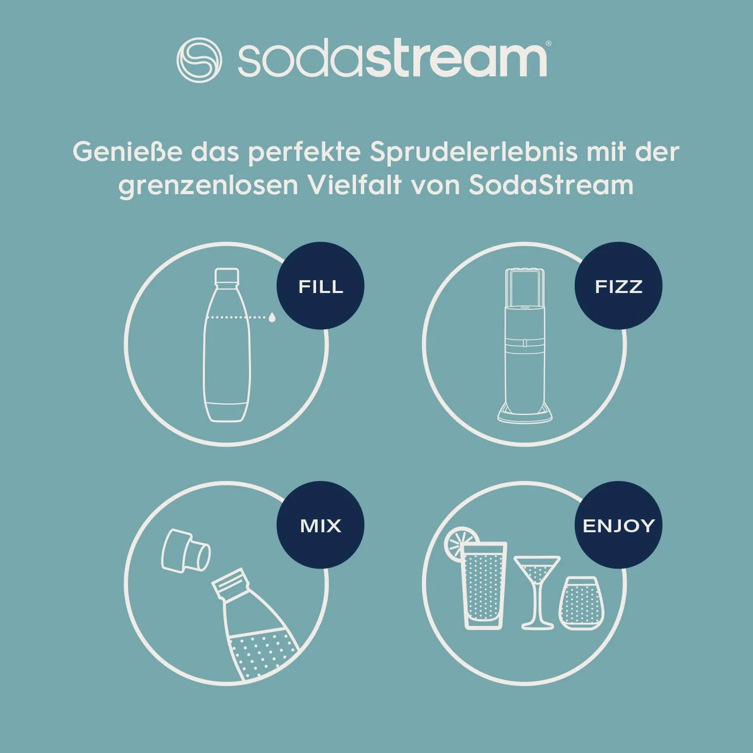 SodaStream E-Duo, spruzzatore elettrico con cilindro CO2, bottiglia di vetro e 2 bottiglie di plastica lavabili in lavastoviglie, altezza: 44 cm, colore: titanio