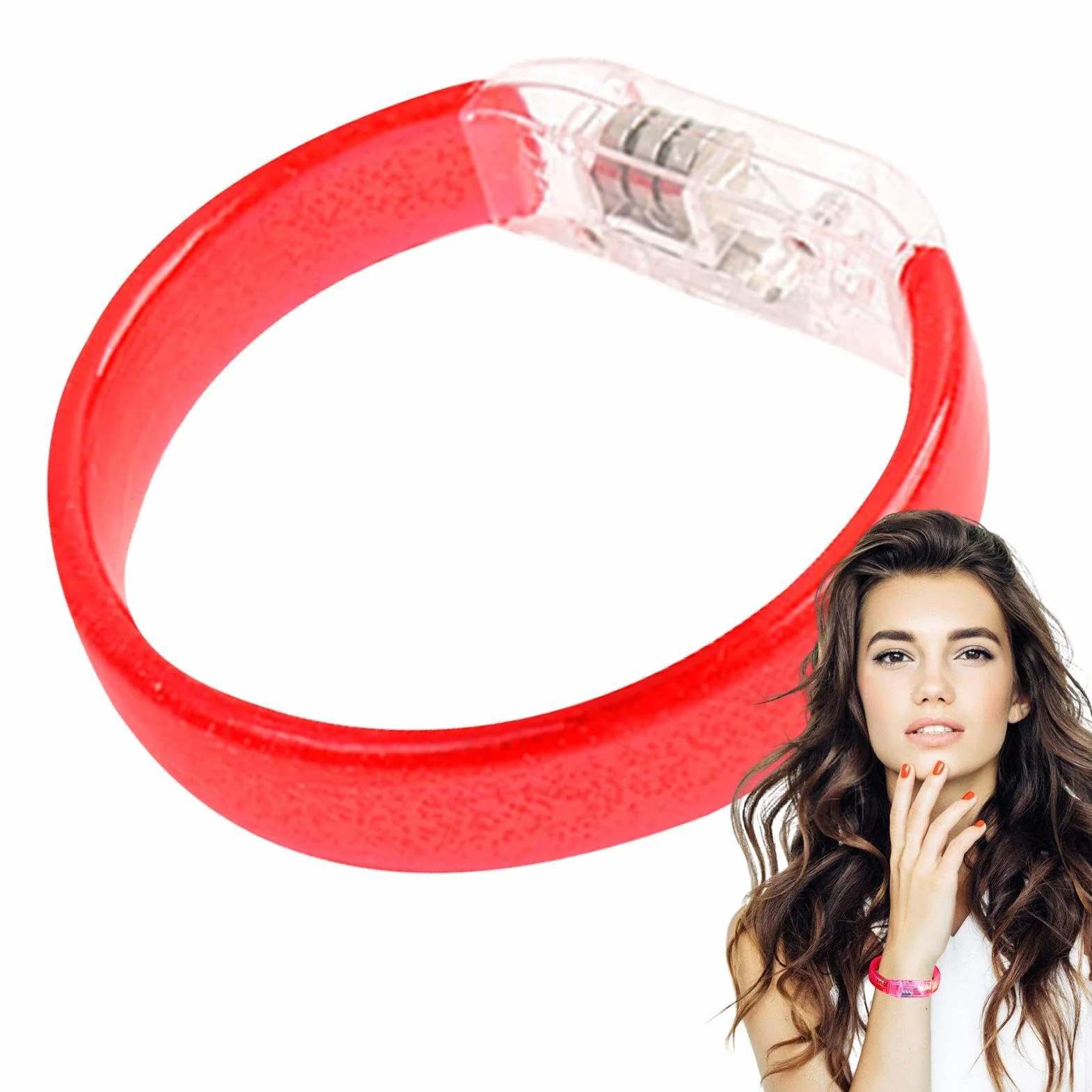 Braccialetti LED 2pz Luminosi Fluo Party Festival Eventi Celebrazioni
