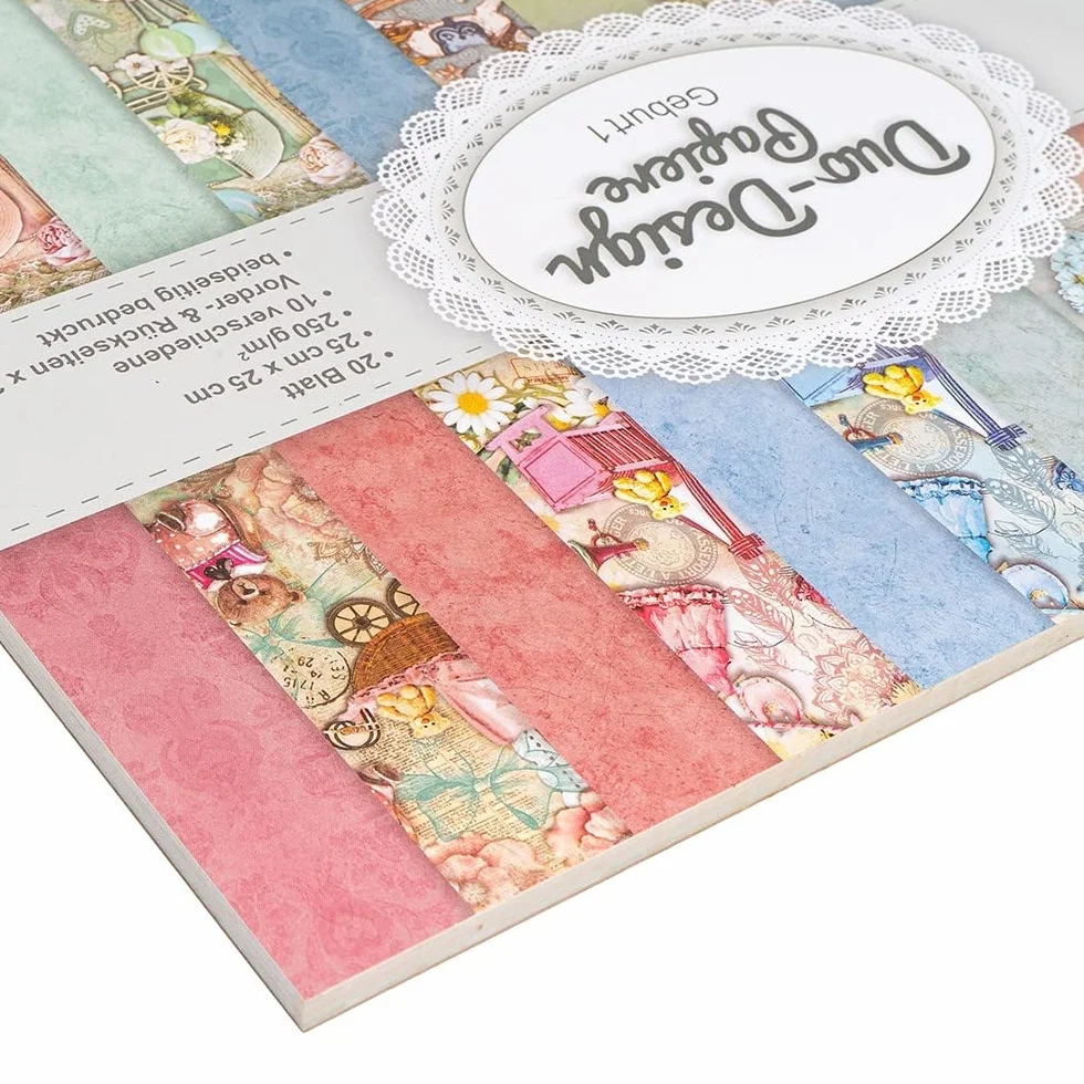 Carta dal disegno doppio 25 x 25 cm 250 g/m² blocco 20 fogli scrapbooking fai da te