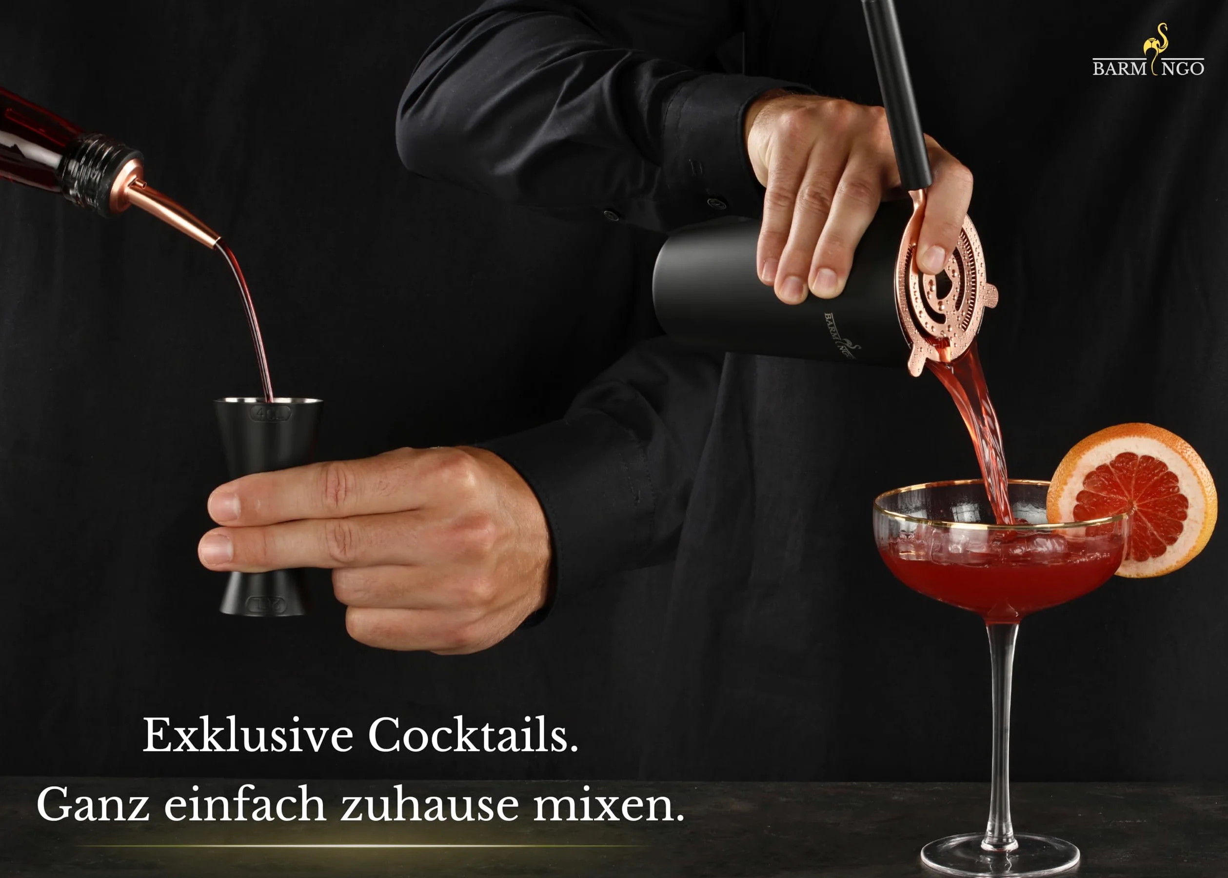 Set da cocktail in acciaio inox, 11 pezzi, 700 ml, con supporto e accessori da bar, set shaker per cocktail, set da barista, set da bar, set regalo, nero e oro rosa