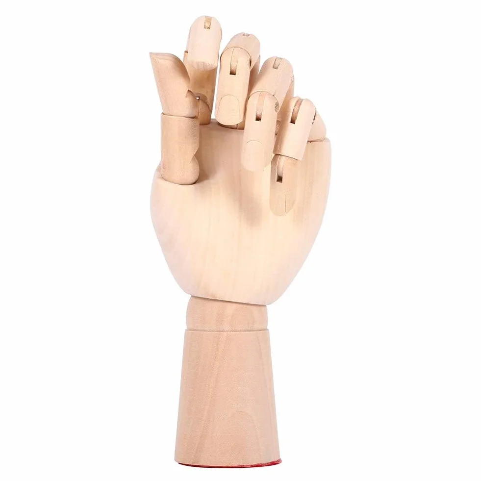 Modello di Mano in Legno Articolato, Manichino Artistico con Dita Flessibili per Disegno e Studio dell'Arte