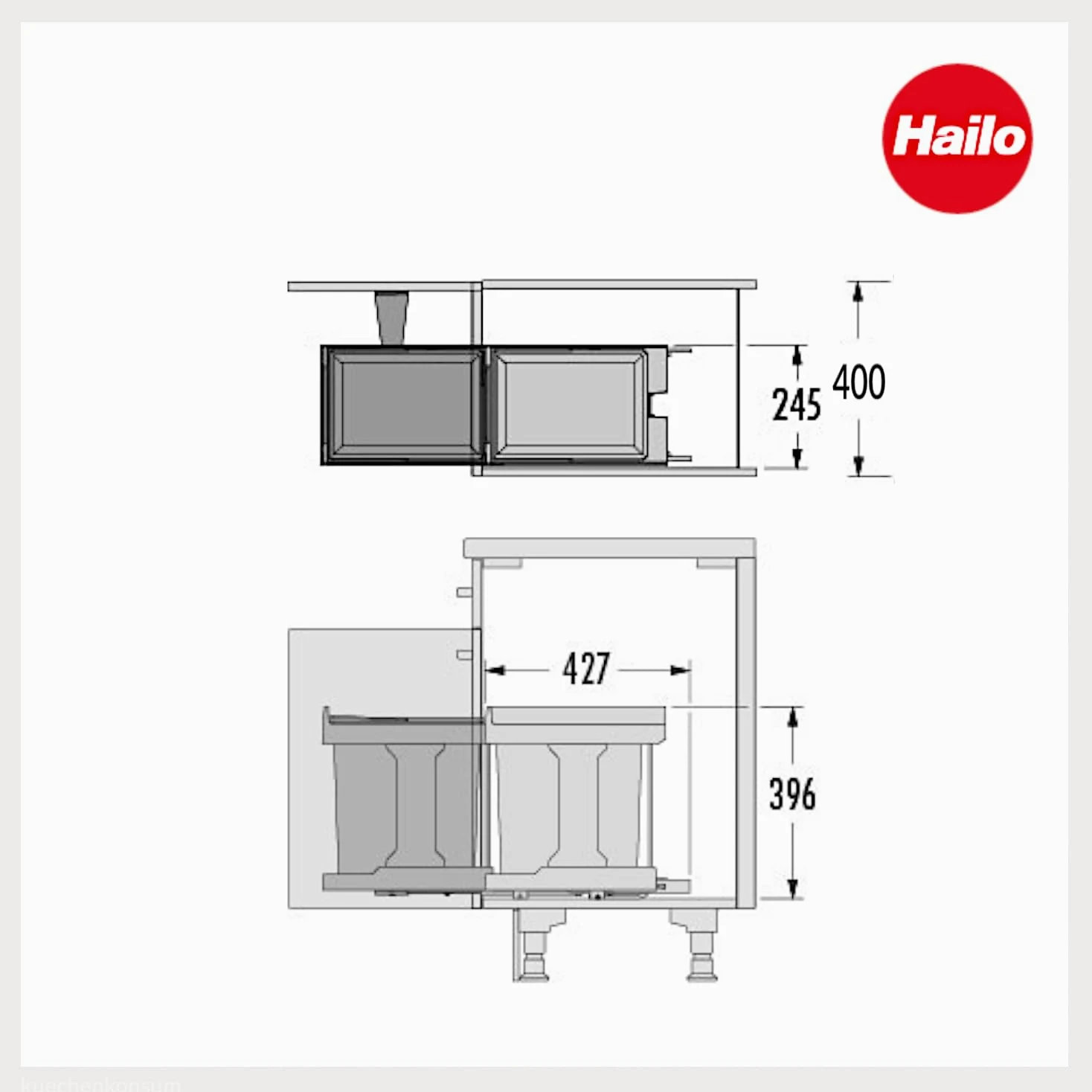 Hailo Solo 3632 MS Swing 30.1/20 - Pattumiera da Incasso per mobili da 30 cm di Larghezza