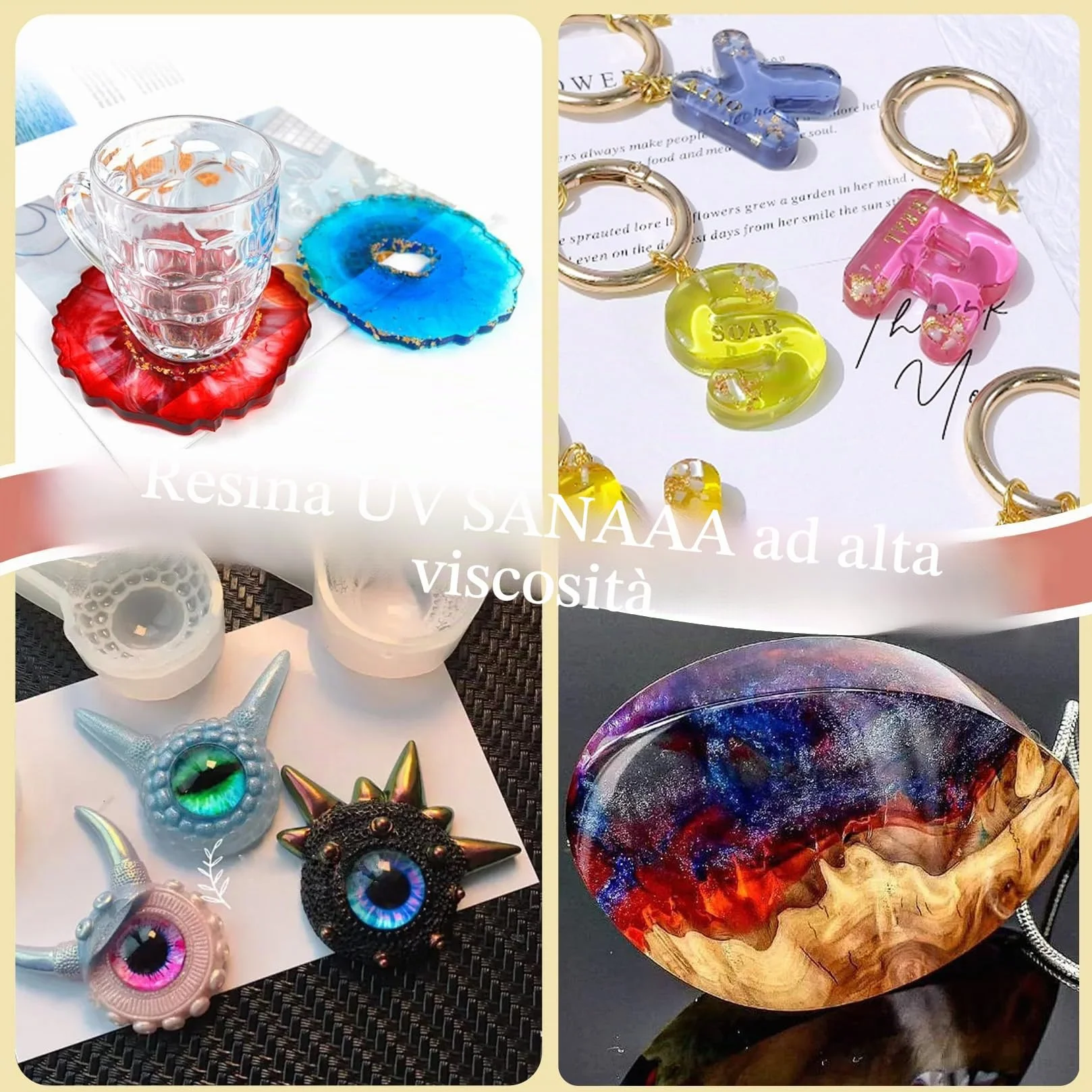 SANAAA Resina UV Trasparente Dura 200g,Resina Ad Alta Viscosità, Colla Polimerizzazione Con Luce Ultravioletta Per La Creazione Di Gioielli, Creazione Di Portachiavi, Decorazioni Artigianali