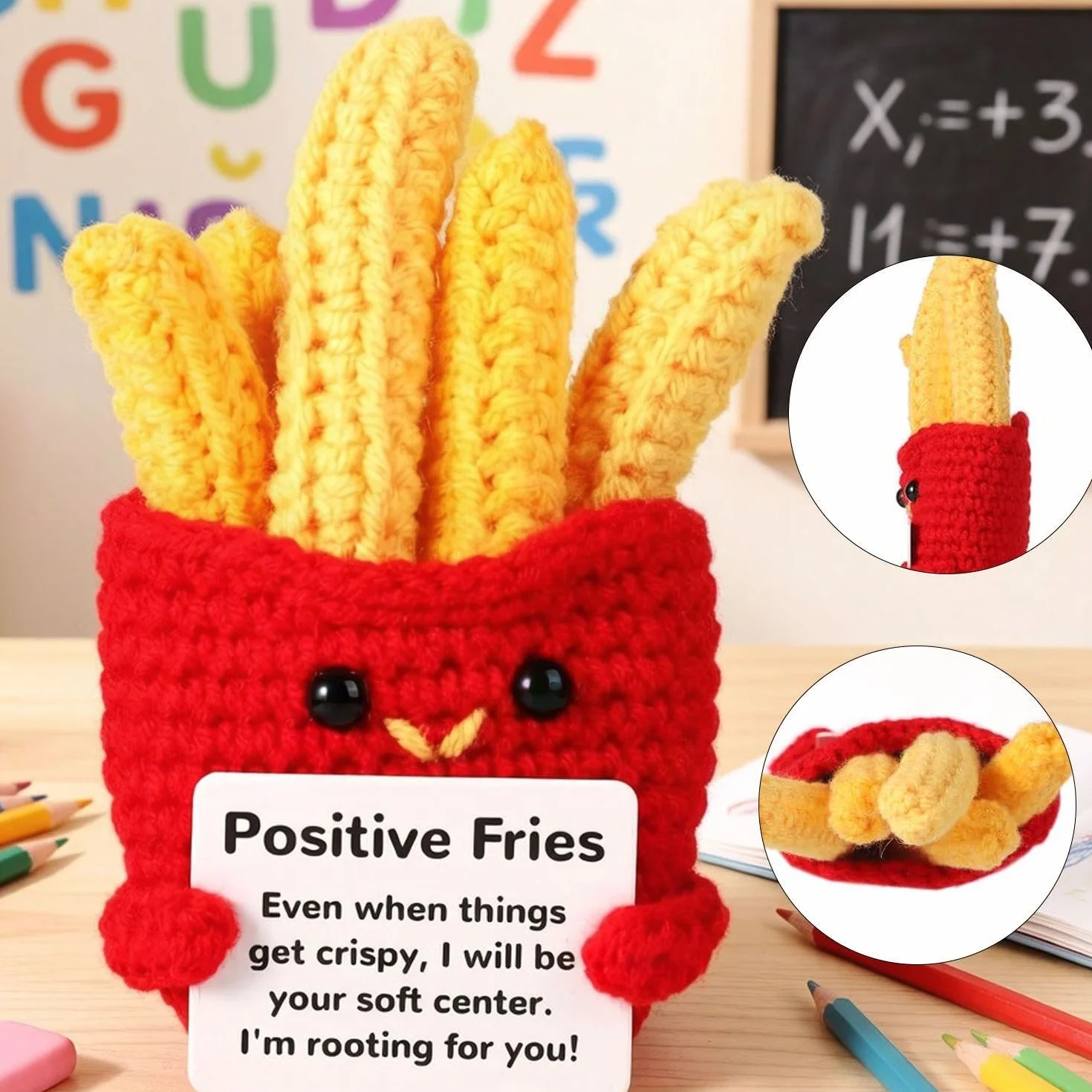 2 Bambole Tessute, Forma di Patatine Fritte all'Uncinetto A Mano, Squisiti Ornamenti Decorativi per Desktop, Adatti per La Compagnia Emotiva Quotidiana, Regali di Natale per Gli Amici.