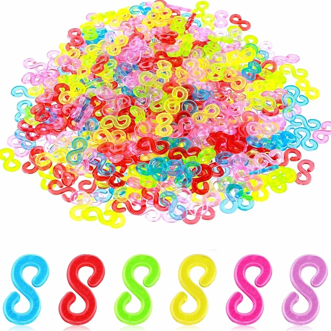 ZKGYUS 500 pezzi S Clip Nastri Chiusure Clip Nastri Accessori Elastici In Plastica Per Bracciali Gioielli Bands Uncinetto Chiusura Strumento Colorato Set