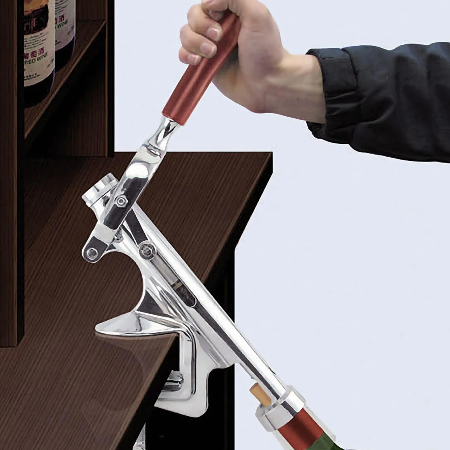 Westmark Macchina cavatappi con montaggio su tavolo, per cucine professionali, lunghezza: ca. 28 cm, zinco pressofuso/acciaio inox/plastica, Sieger Profi, argento/marrone, 60382260