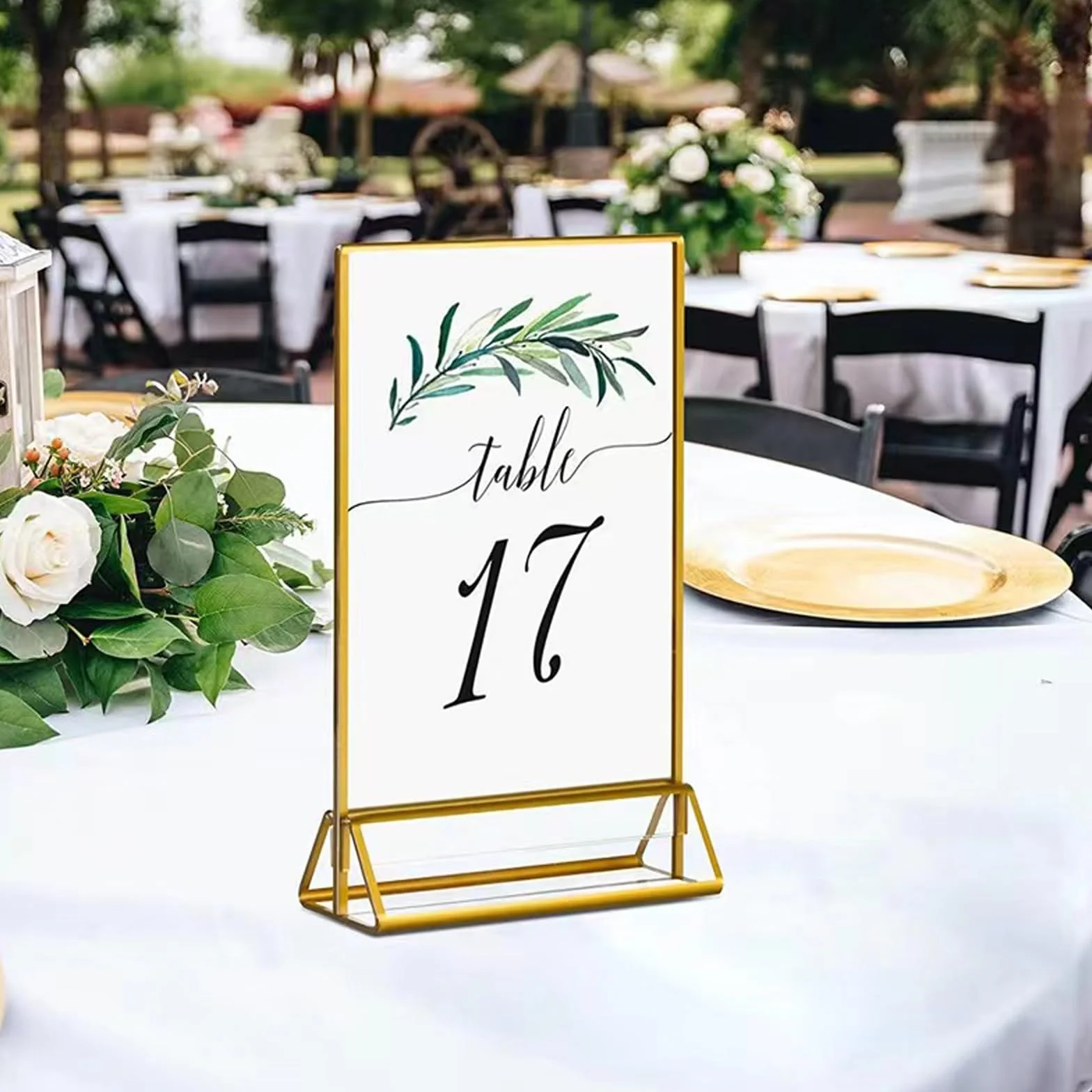 Cornice portafoto double face oro 12 pezzi con supporto cavalletto per numeri da tavolo porta menù