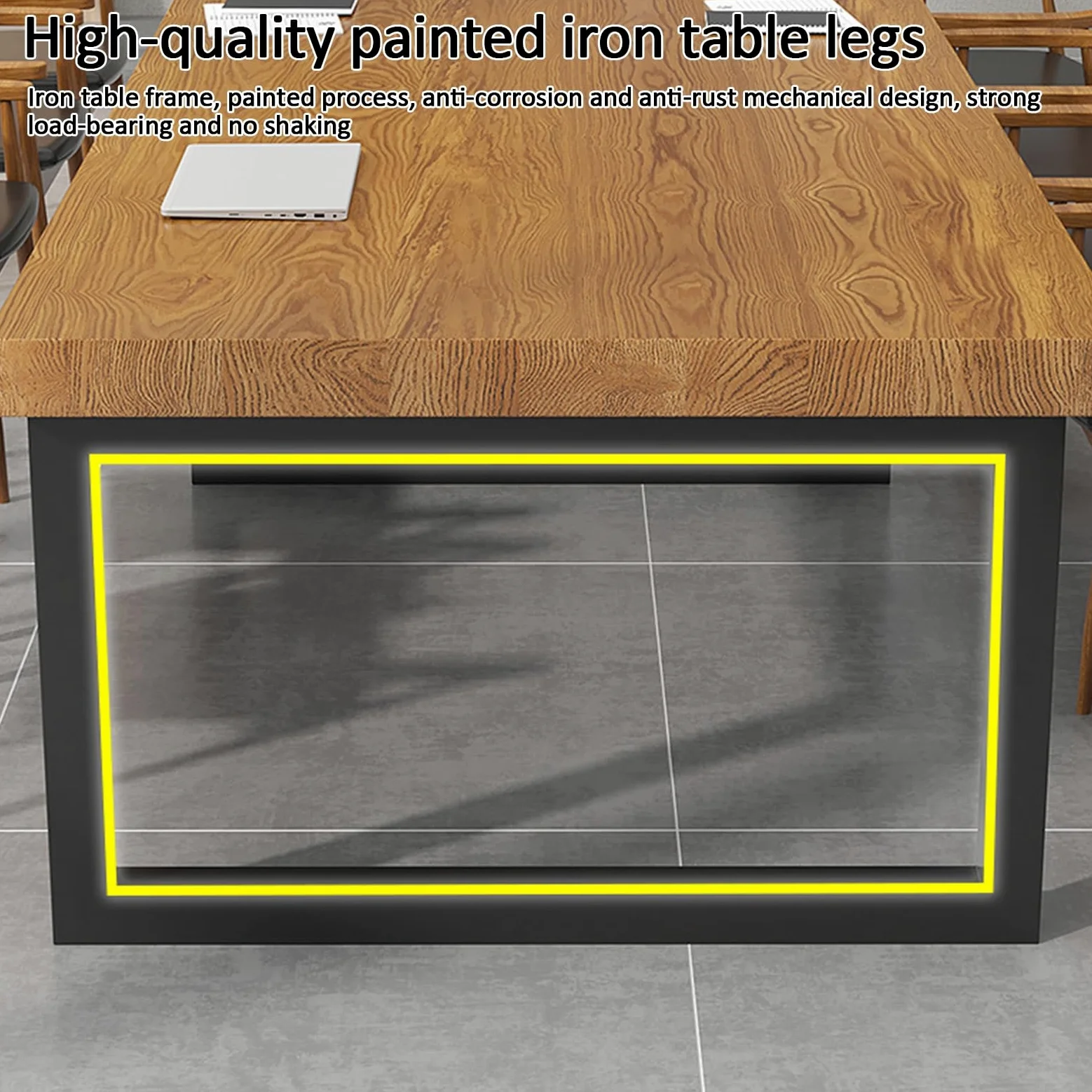 Tavolo da Conferenza in Legno, Tavolo Ufficio in Stile Industriale, Scrivania Lunga, Gambe in Metallo Nero, Adatto per Ristoranti, Cucine e Uffici, può Ospitare da 5 a 10 Persone(Brown,160x80x75cm/63x