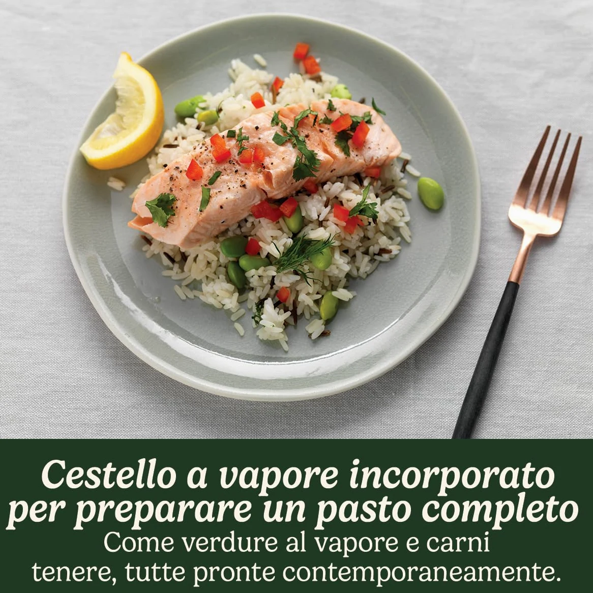 Cuisinart Cuociriso Multifunzone | Cuoce a vapore e mantiene al caldo | Cavo retrattile | Recipiente Antiaderente e Cestino in Acciaio Inox senza BPA | Fino a 400g di riso, 6 Porzioni