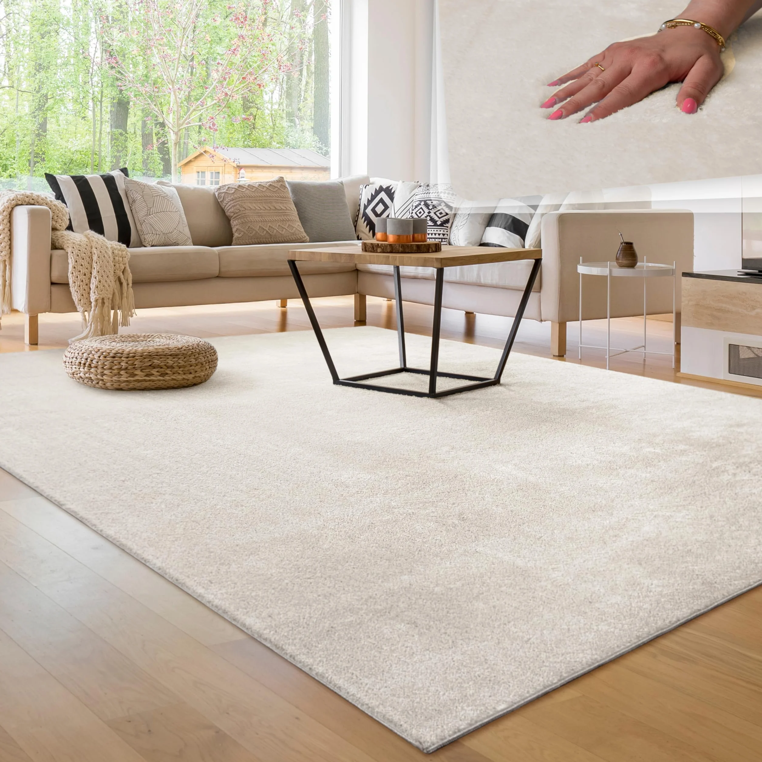 Paco Home Tappeto Moderno Lavabile Fluffy Uni Effetto Pelliccia Antiscivolo 240x340 cm Crema
