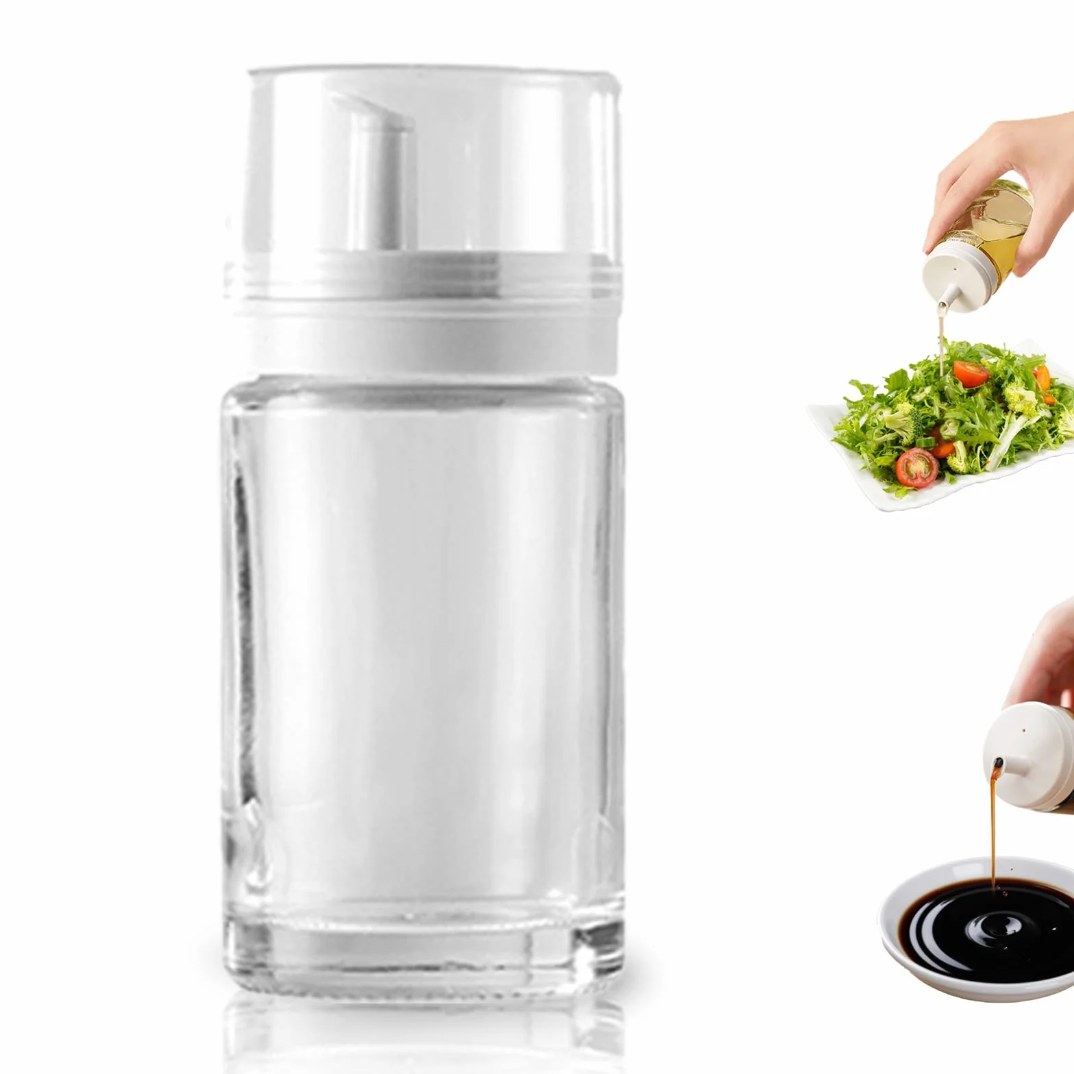 Piccoli flaconi dosatori in vetro per olio e aceto – 96,4 g – Ermetici, perfetti per l'uso in cucina