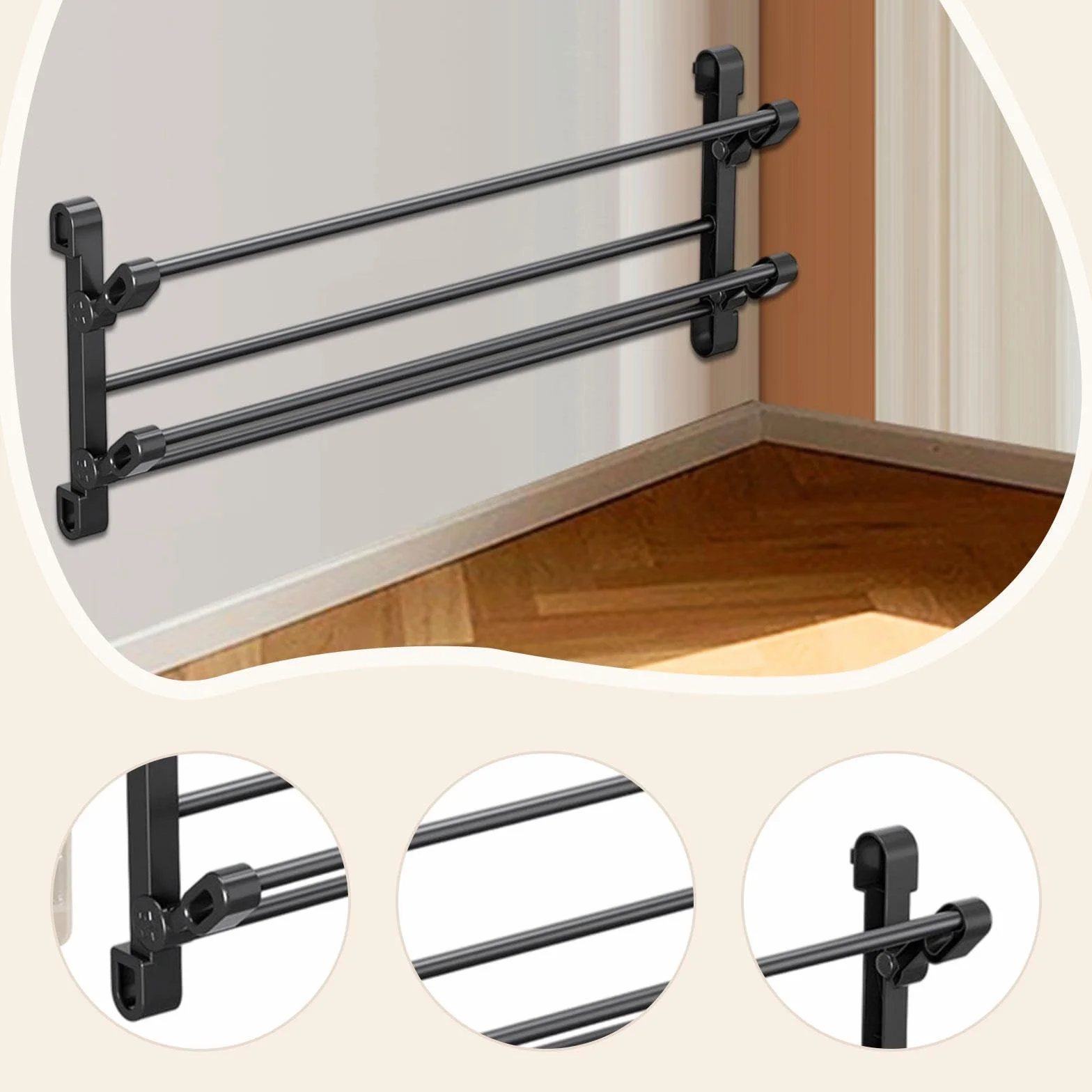 perfk Scarpiera pieghevole da parete, portaoggetti pieghevole, versatile, porta scarpe, porta asciugamani per armadio da camera da letto, 65 Cm