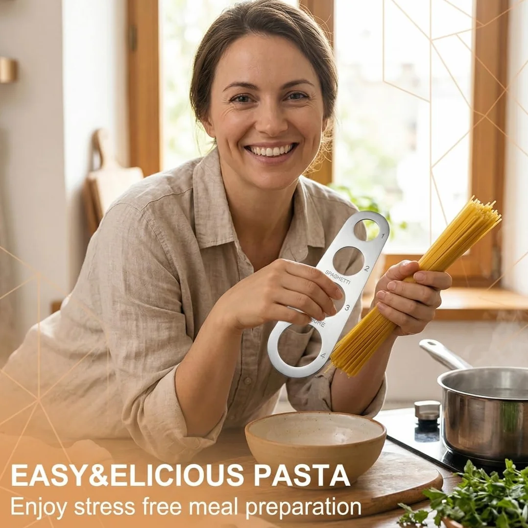 Misuratore di spaghetti in acciaio inox a 4 fori, 2 Pezzi, Dosaspaghetti, Gadget per il Controllo Delle Porzioni di Pasta, Utensili da Cucina, Forniture di Cottura, Accessori Fai-da-Te-Pasta