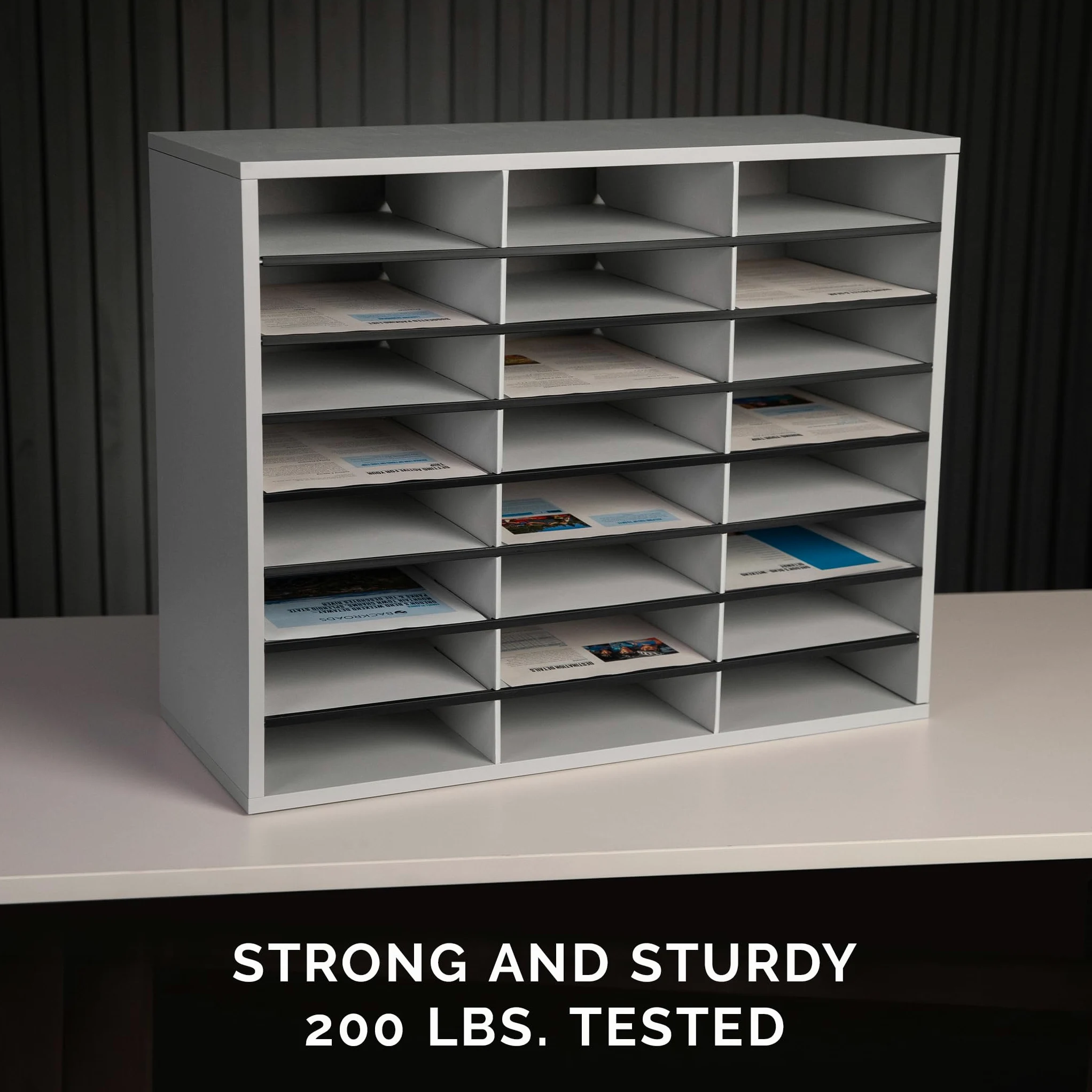 Fellowes Organizer Scrivania 24 Scomparti in Legno, per Posta, Lettere e Documenti, in Solida Melammina e Fibra di Legno, Colore Bianco