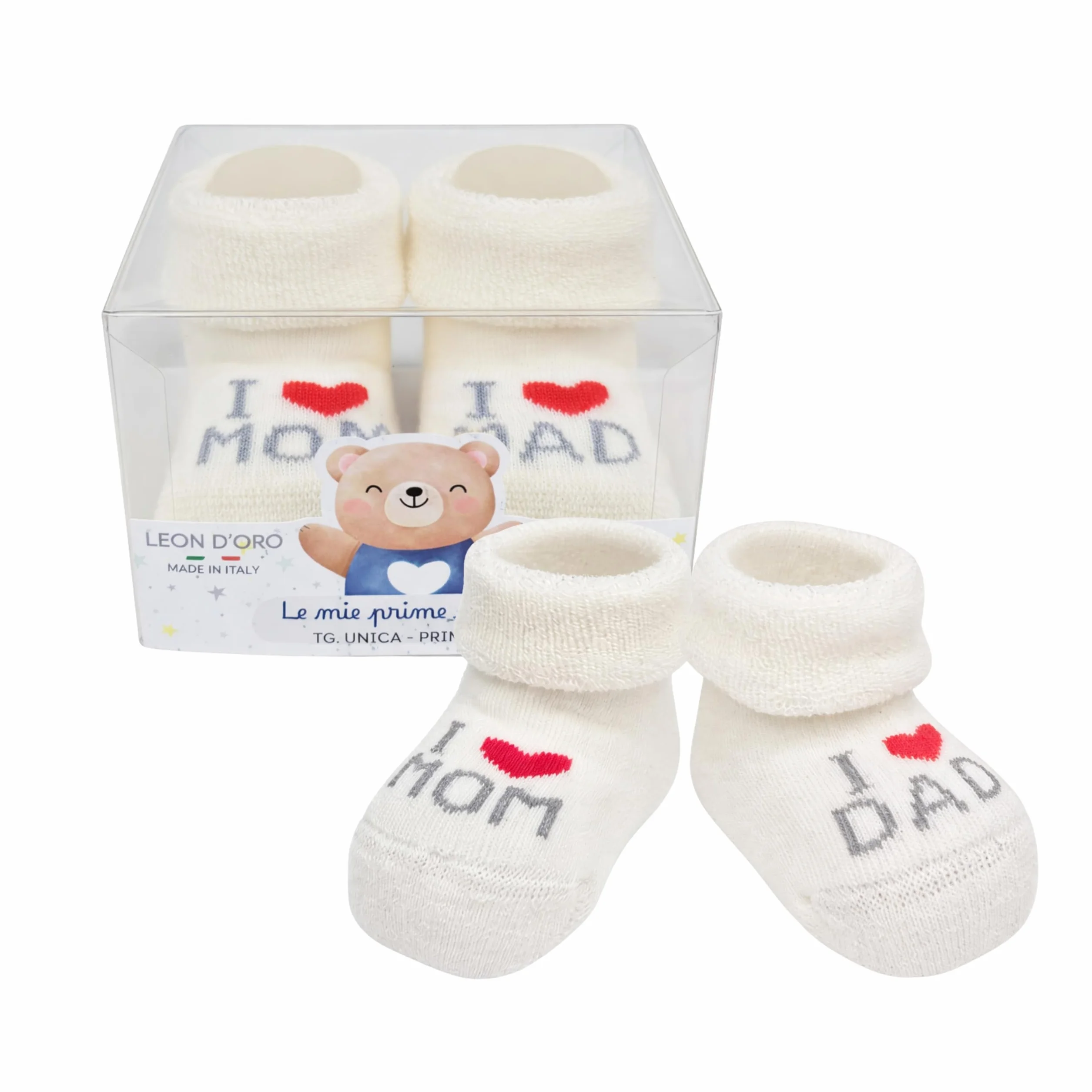 LEON D'ORO Calze Neonato Calzino Regalo Scarpine Babbucce bambini Primi Mesi Taglia Unica Made in Italy
