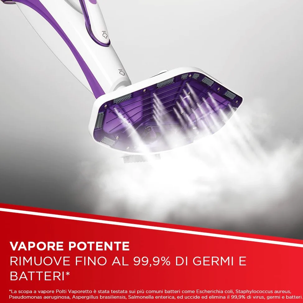 Polti Vaporetto SV440 Double, Scopa a Vapore 2 in 1 con Pulitore Portatile, Potenza Max 1500 W, 11 Accessori Inclusi, Riscaldamento in 15 Secondi, Serbatoio Estraibile, Bianco e Viola