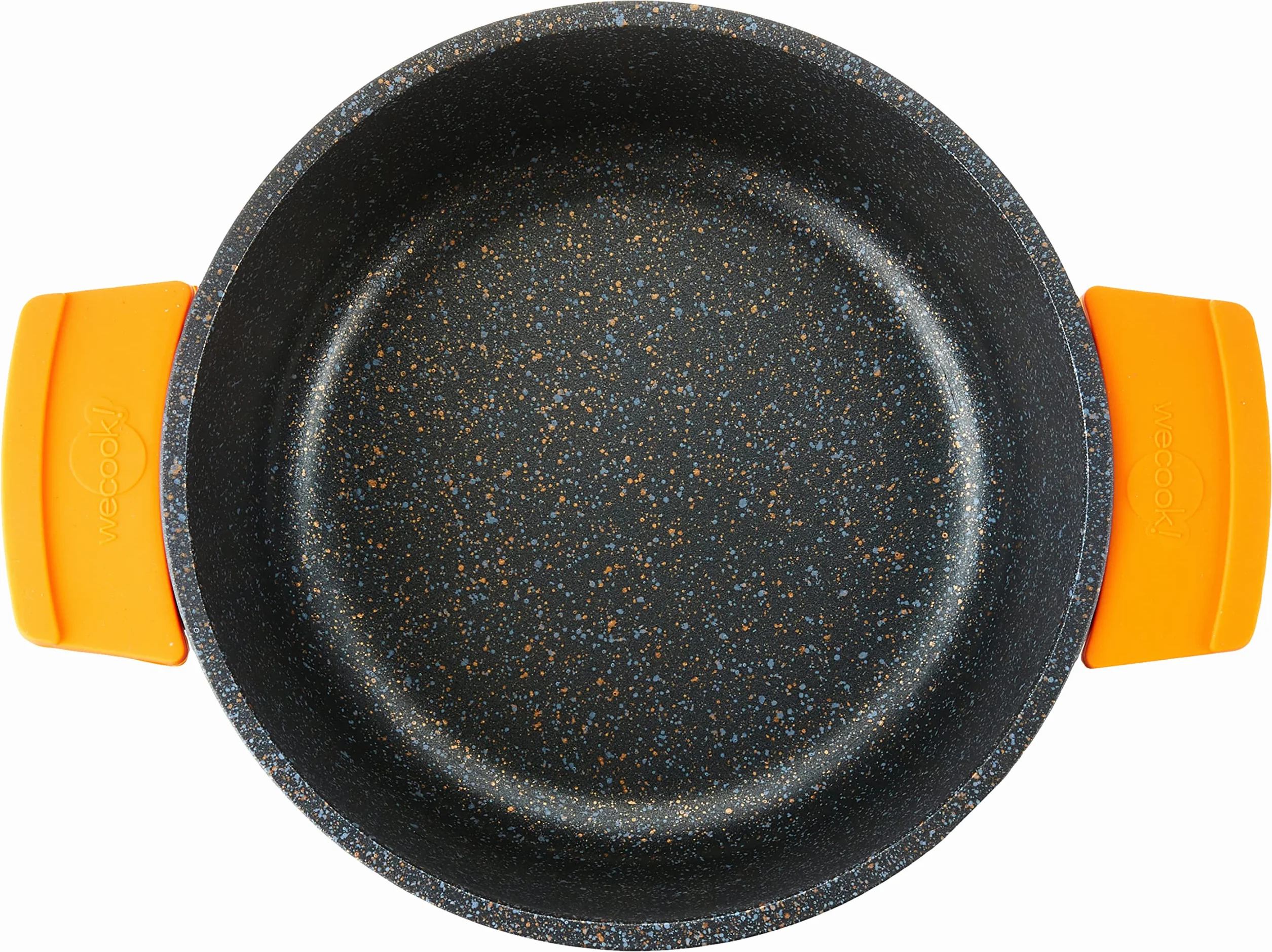 WECOOK! Ecochef Titanio Casseruola Alta, Induzione, Coperchio di Vetro 20cm, Antiaderente QUANTANIUM Ecologico senza PFOA, Alluminio Fuso 5mm Spessore, Maniglie in Silicone, Vitroceramica, Forno