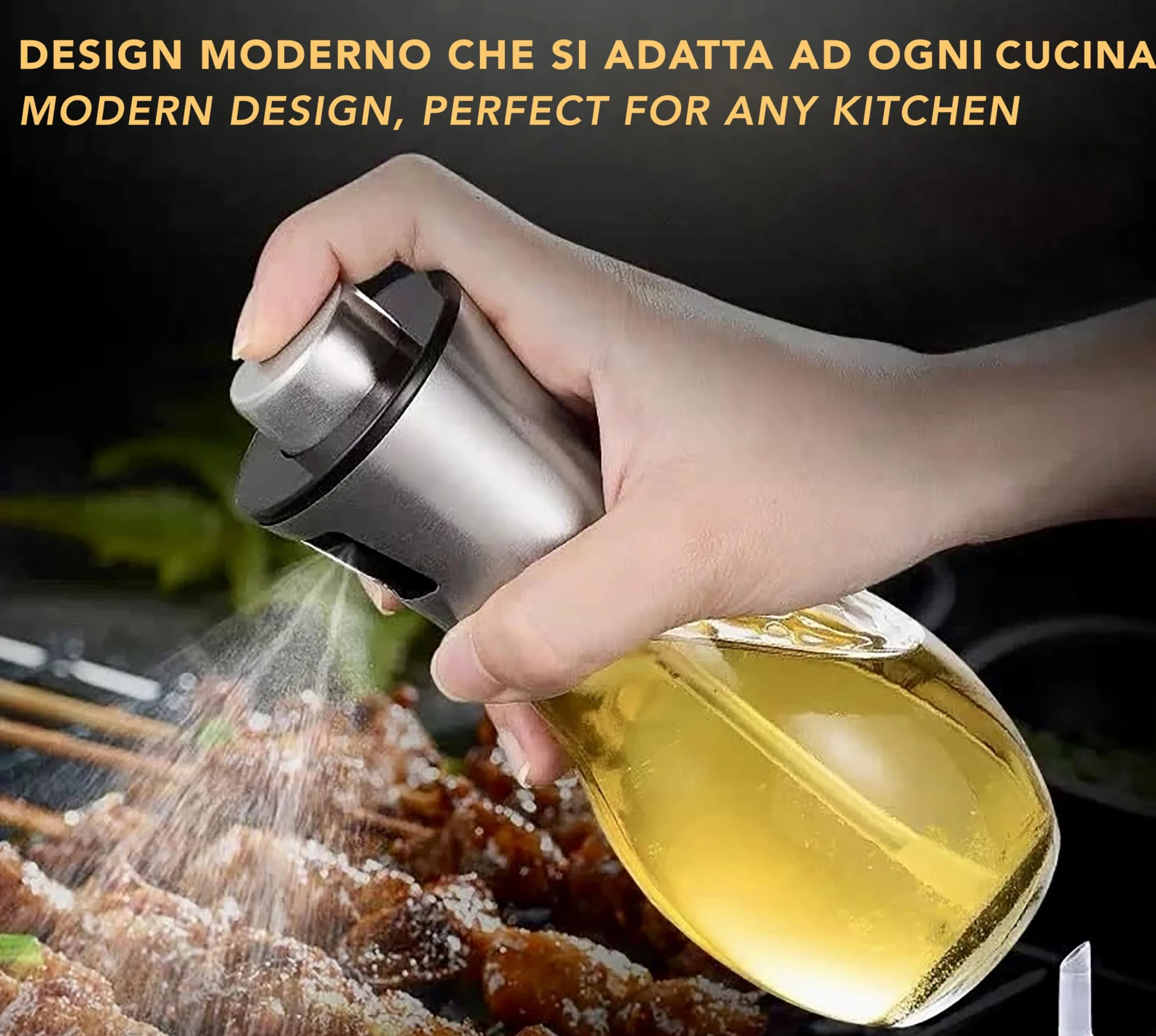 IPEA Oliera Spray in Vetro 170ml per Olio e Aceto - Nebulizzatore Dosatore per Casa Cucina