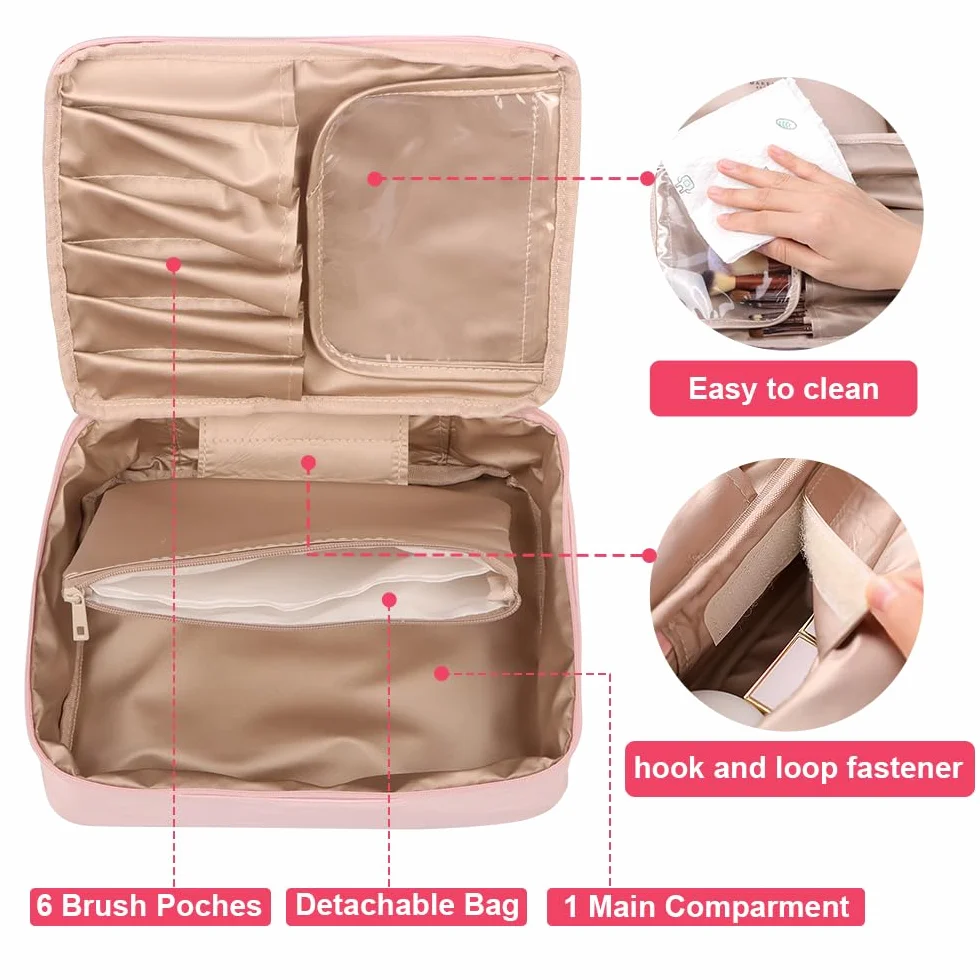 FIVAVA Trousse da Viaggio Impermeabile, Borsa per Trucchi Grande e Piccola, Rosa