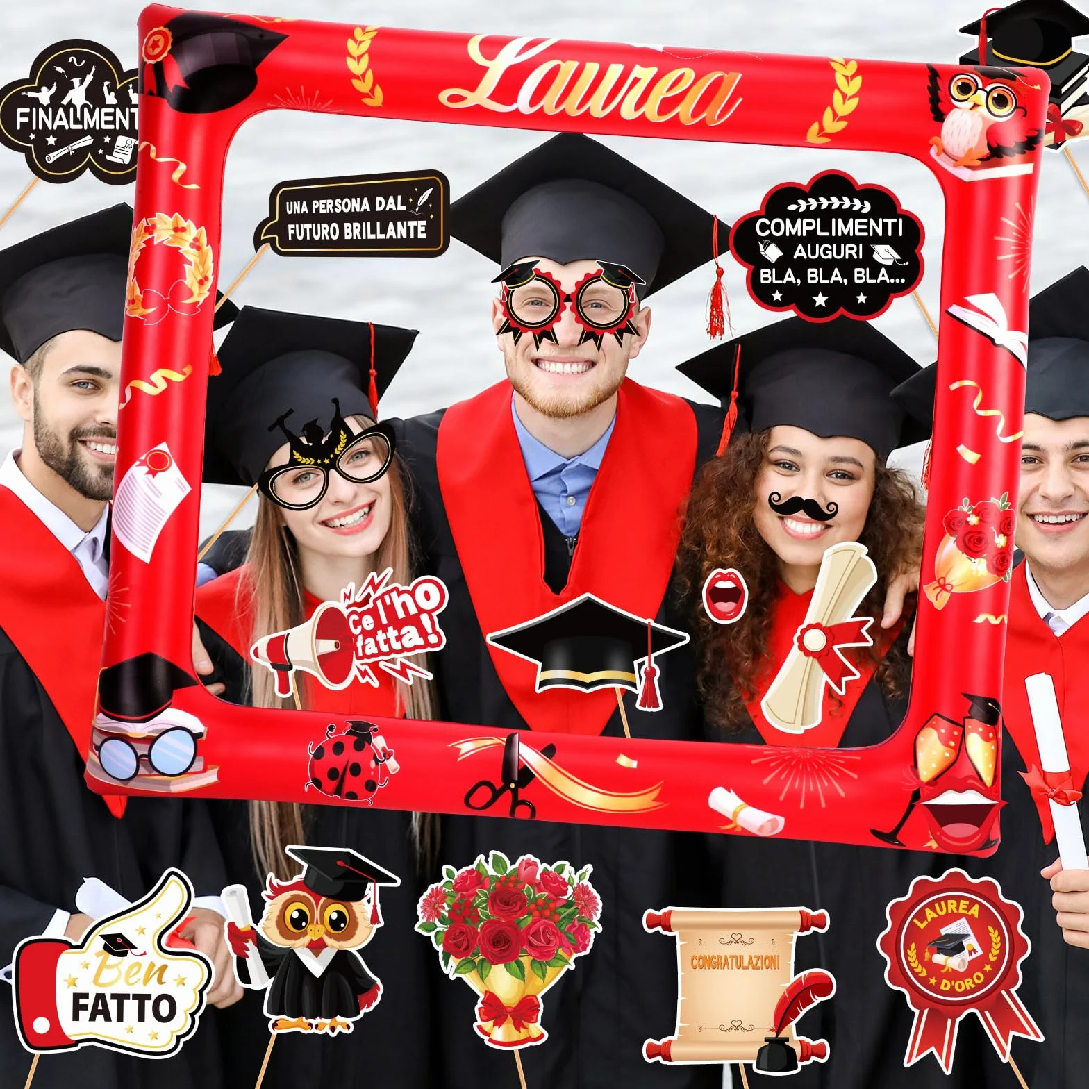 HOWAF 20pz Photo Booth Laurea Gadget Cornice per Selfie Foto Props Regalo Decorazioni