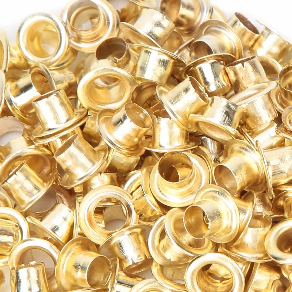 Occhielli Dorati da 4 Mm, 250 Set Occhielli in Metallo Carta di Carta Singolo Foro Occhiello Occhiello Rotondo per Scarpe Vestiti Artigianato Scrapbooking Documento Cartaceo