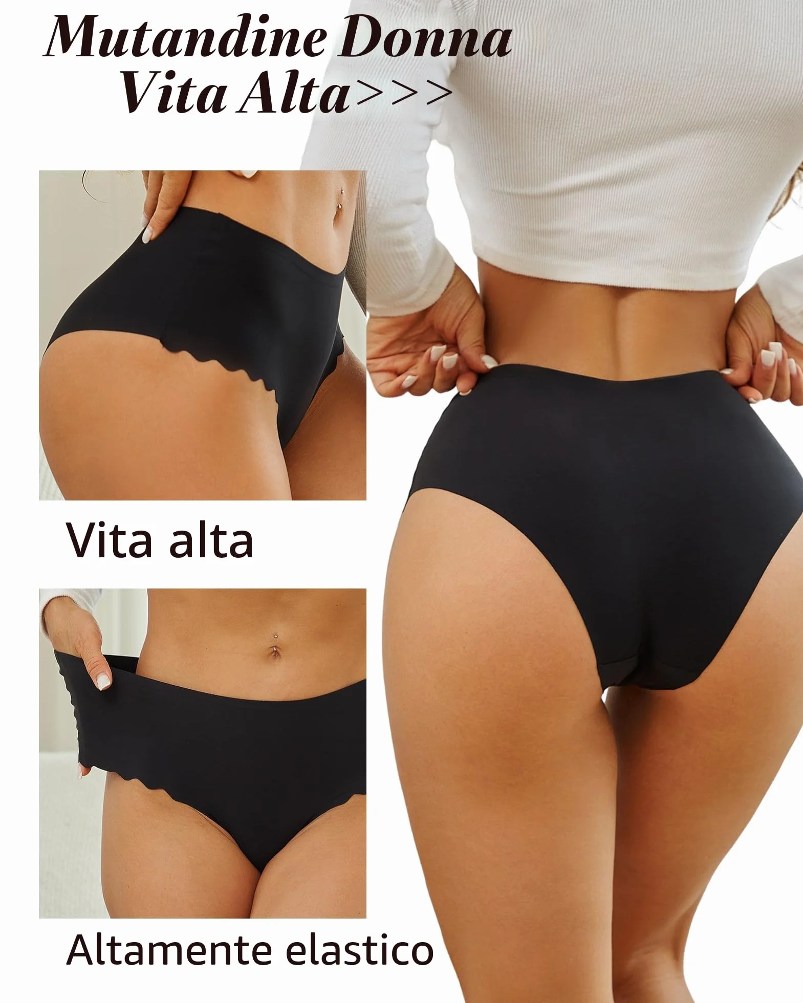 Mutande Donna Senza Cuciture Vita Alta Slip Microfibra Intimo Sexy Multipla Culotte Invisibili Pacco da 6
