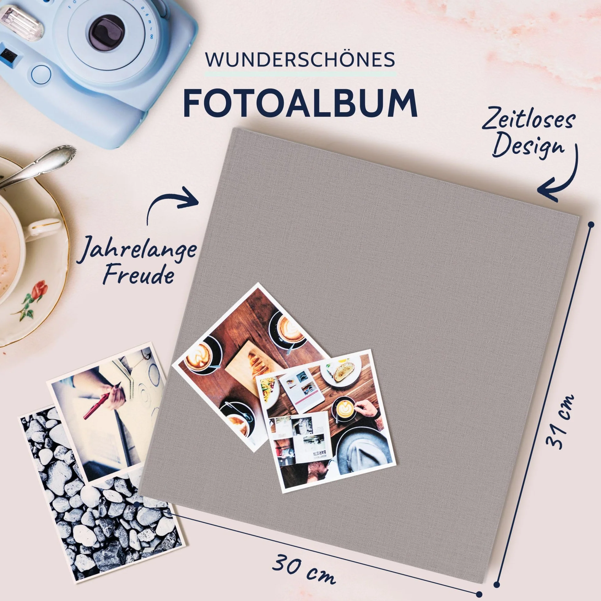 Goldbuch 31606 - Album fotografico Summertime Trend 2, 100 pagine bianche con divisori in pergamena, con copertina in lino, fino a 600 foto, carta di alta qualità, colore: grigio, 30 x 31 cm