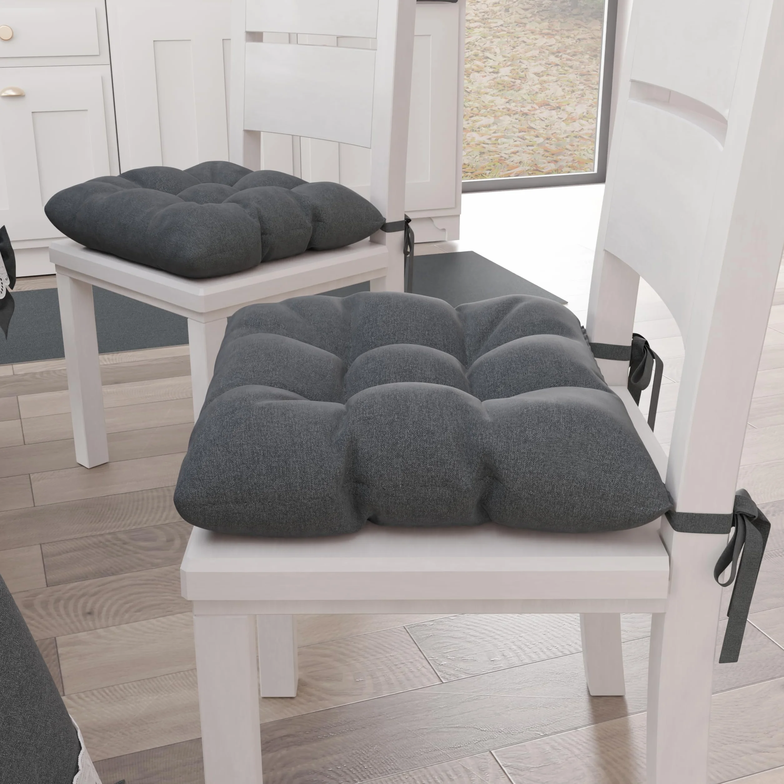 PETTI Artigiani Italiani Set 6 Cuscini per Sedia Cucina in Cotone Grigio Scuro Made in Italy