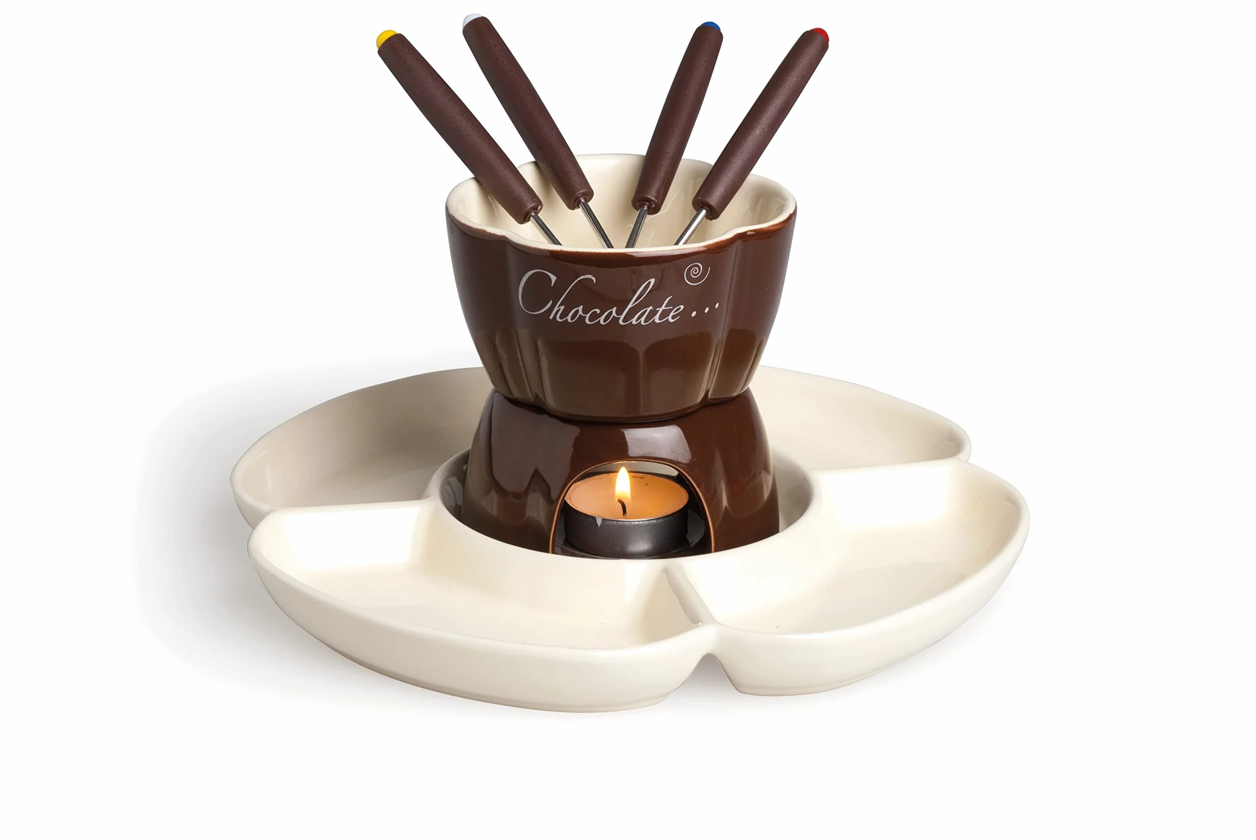 Excelsa 60285 Chocolate Servizio Fonduta Cioccolato 8 Pezzi Ceramica Marrone
