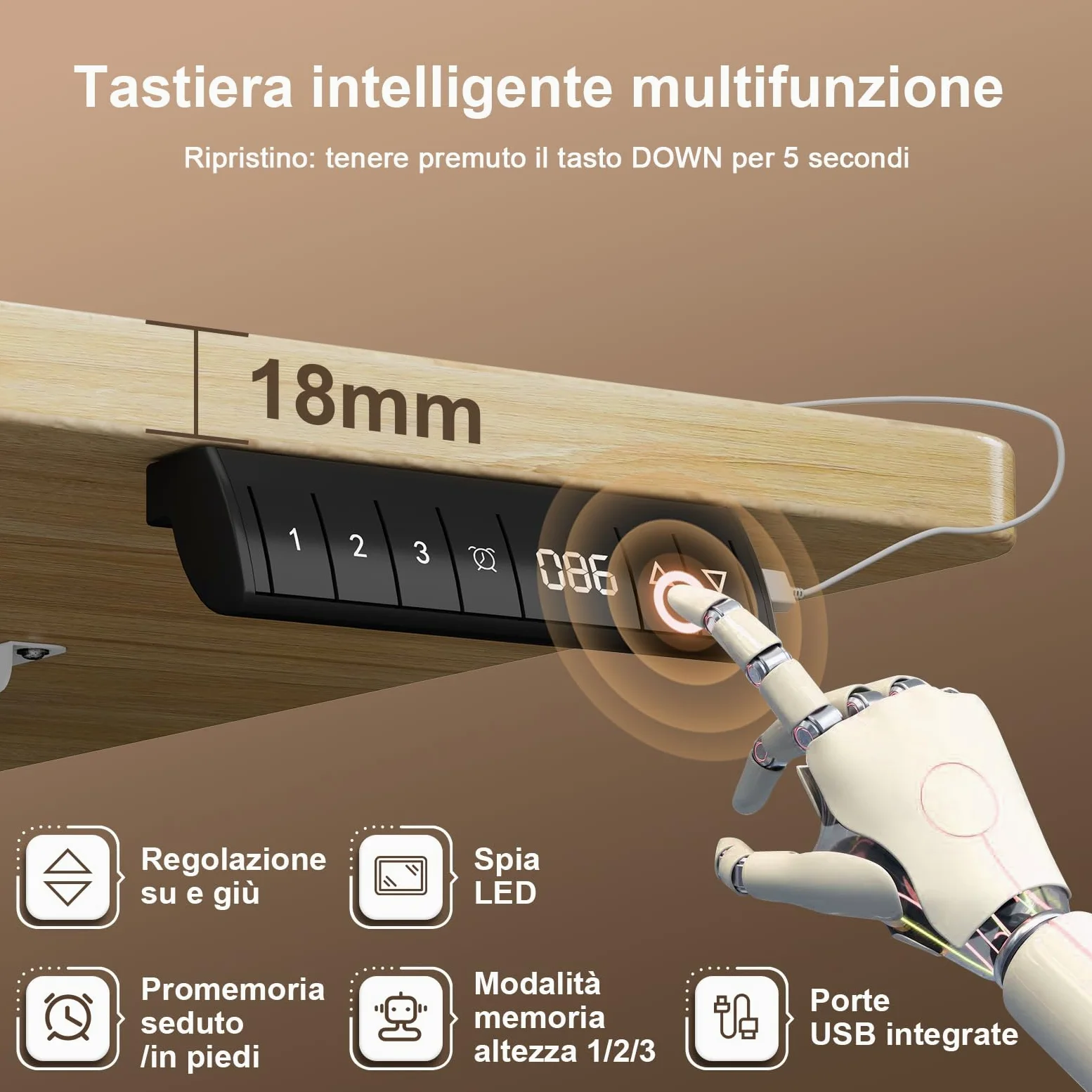 JUMMICO Scrivania Regolabile in Altezza Elettrica 160x80 cm, Scrivania Ergonomica Seduta in Piedi con Vassoio per Cavi e Porta USB, Scrivania per Computer Ufficio, Beige e Bianco