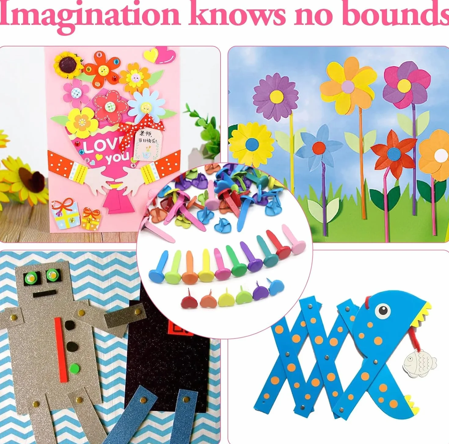 Fermacravatte Parigine Multicolore 300 Pezzi, Fermacampioni Piccoli per Scrapbooking