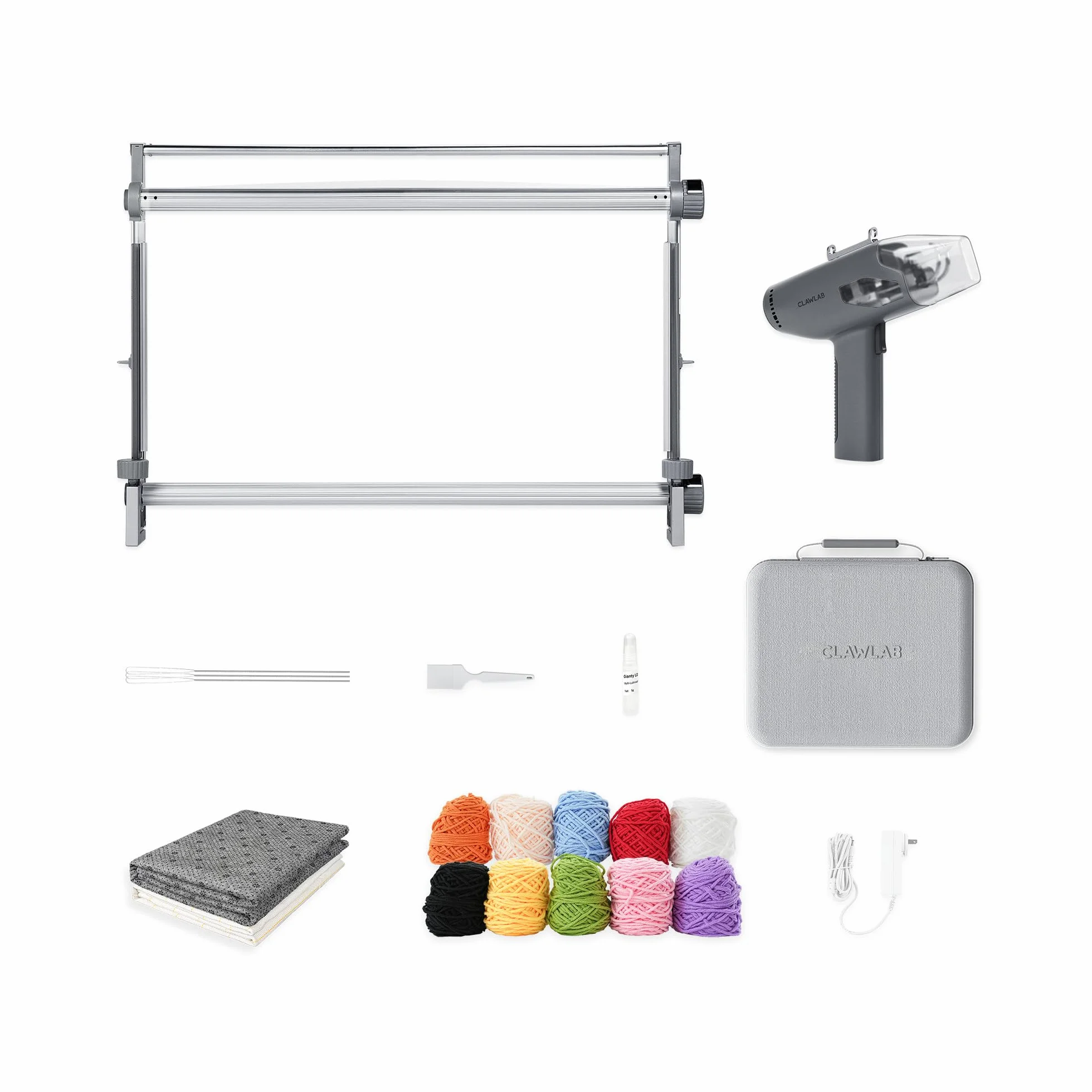 Tufting Kit H1 (Grigio) – Telaio di tuffatura – Pistola a spruzzo – Kit tufting completo – Pistola tufting – Macchina per fare tappeti – Tela Tufting & Punch Needle – Kit di avvio