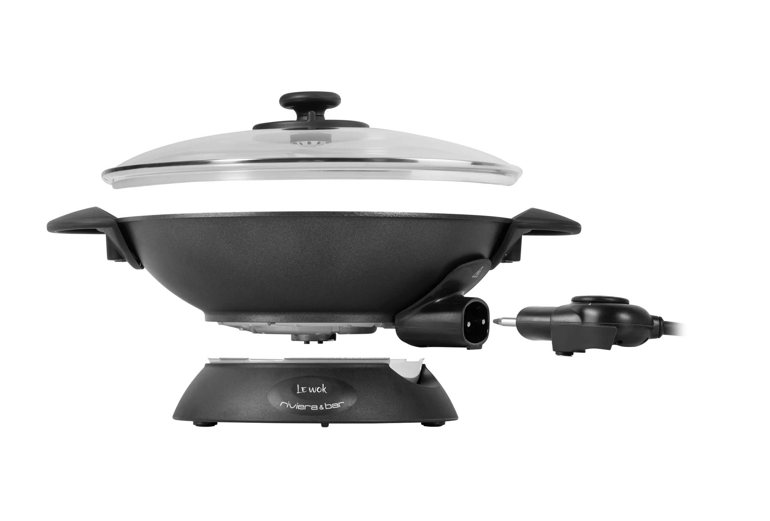 riviera&bar Wok elettrico 5L 2200W QWK460 con serbatoio in ghisa di alluminio, coperchio in vetro