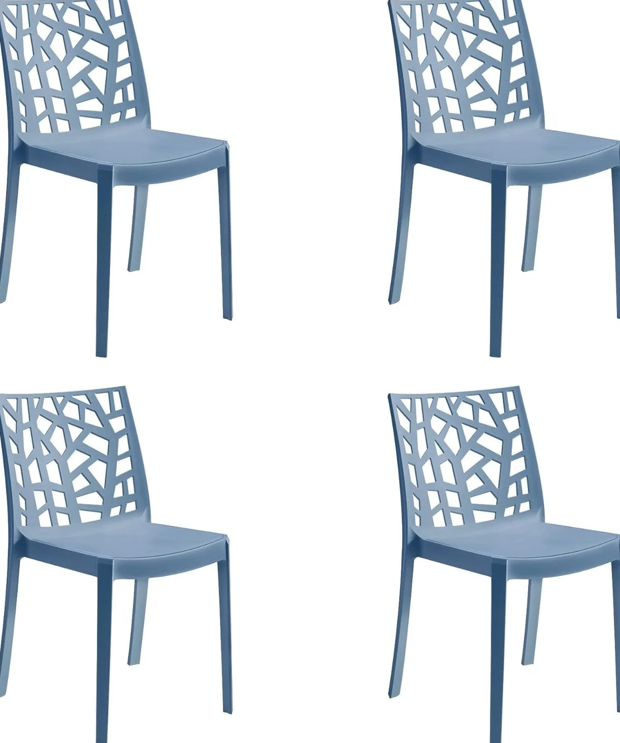 HOUSE COLLECTION, SEDIE MATRIX IN POLIPROPILENE, SENZA BRACCIOLI, DESIGN IMPILABILE, COLORE BLU MIAMI (BCA160X4)