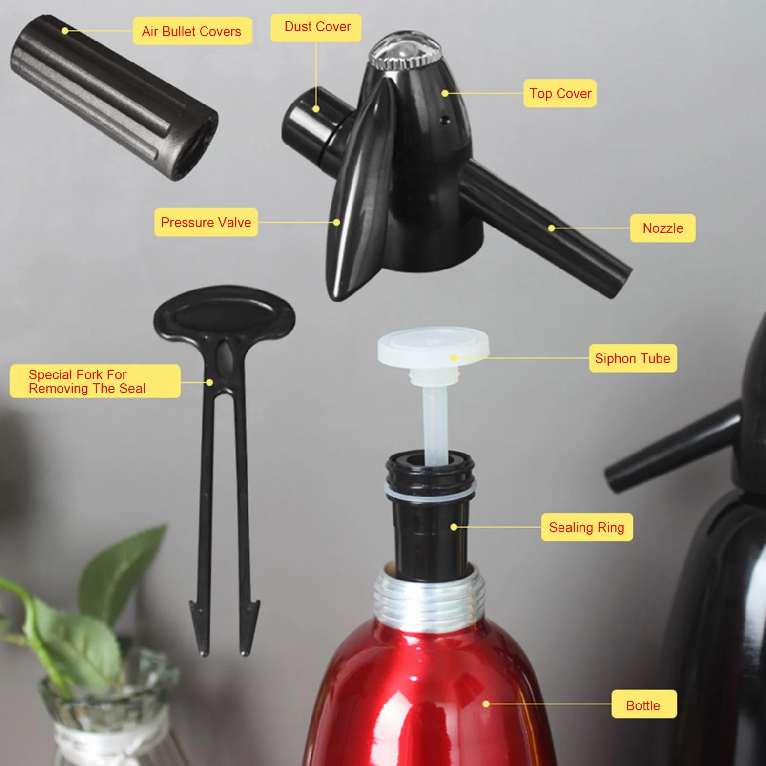 Macchina di soda - bombola di gas per bibite, sifone per bevande analcoliche | Macchina di soda per barra della cucina con regolatore di pressione permanente per produrre bevande gazeu