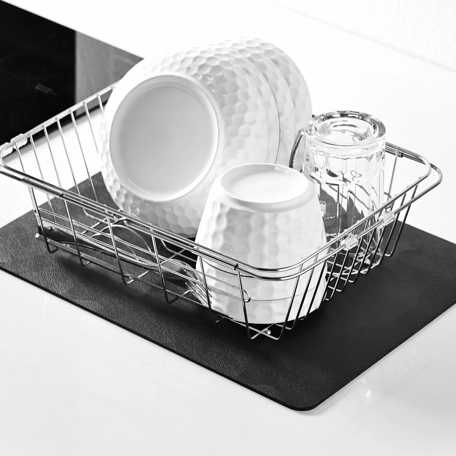 Tappetino macchina caffè 40x30cm assorbente per cucina scolapiatti lavandino Nero