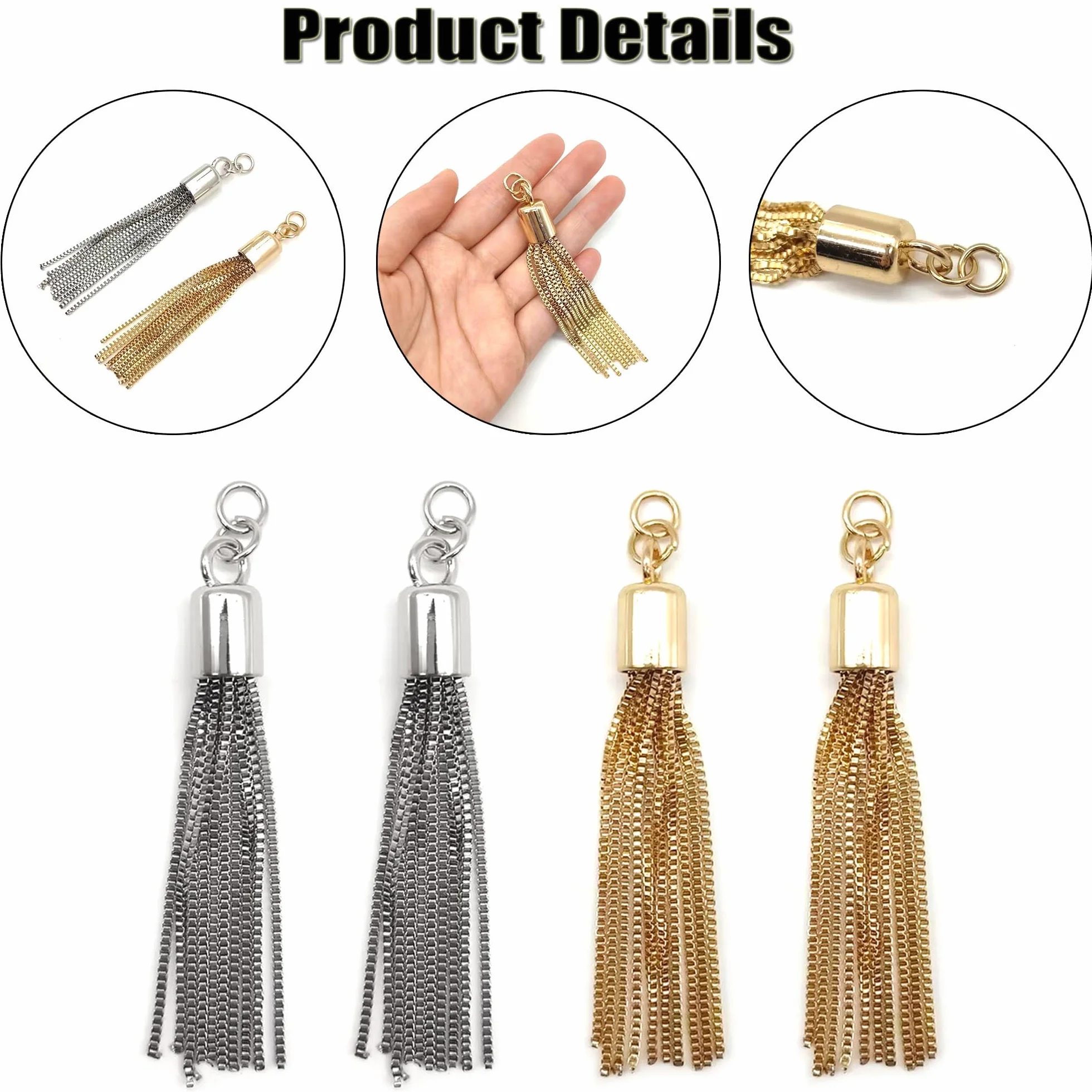 Nappe Pendenti Fascino Accessori Borse Catena Nappa Metallo Gioielli Fai Da Te 4 Pcs
