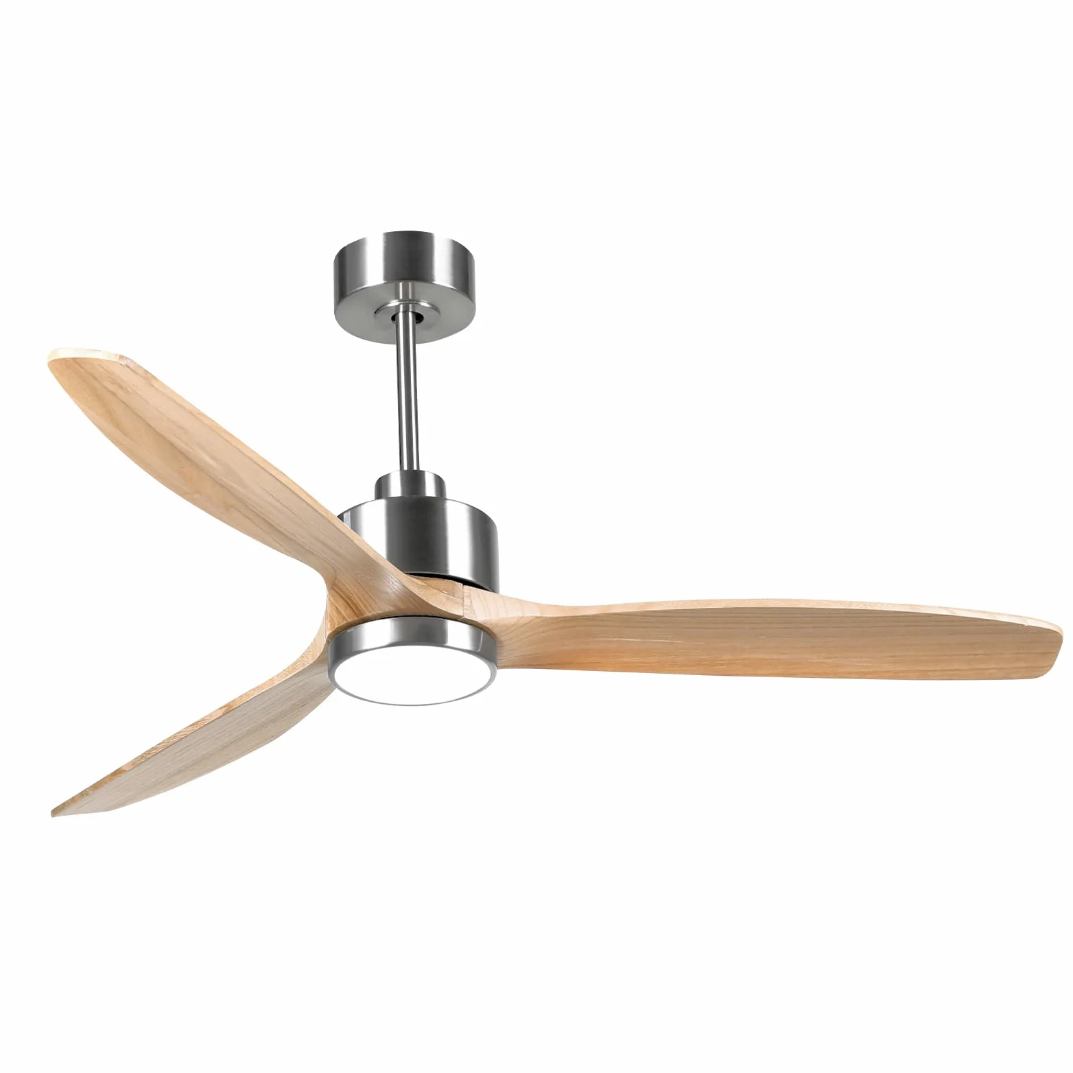 OFANTOP 132cm Ventilatore a soffitto moderno in legno con illuminazione | elecomando, motore a corrente continua silenzioso e commutabile per camera da letto, soggiorno e garage, legno naturale