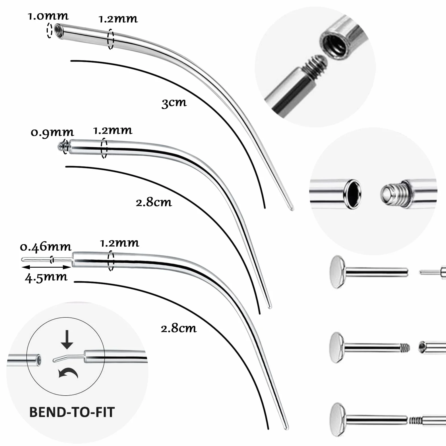 Acciaio Inossidabile 12 Pezzi Piercing Taper Palla Grabber Strumento Assistente per Orecchio Naso Sopracciglio Labbro