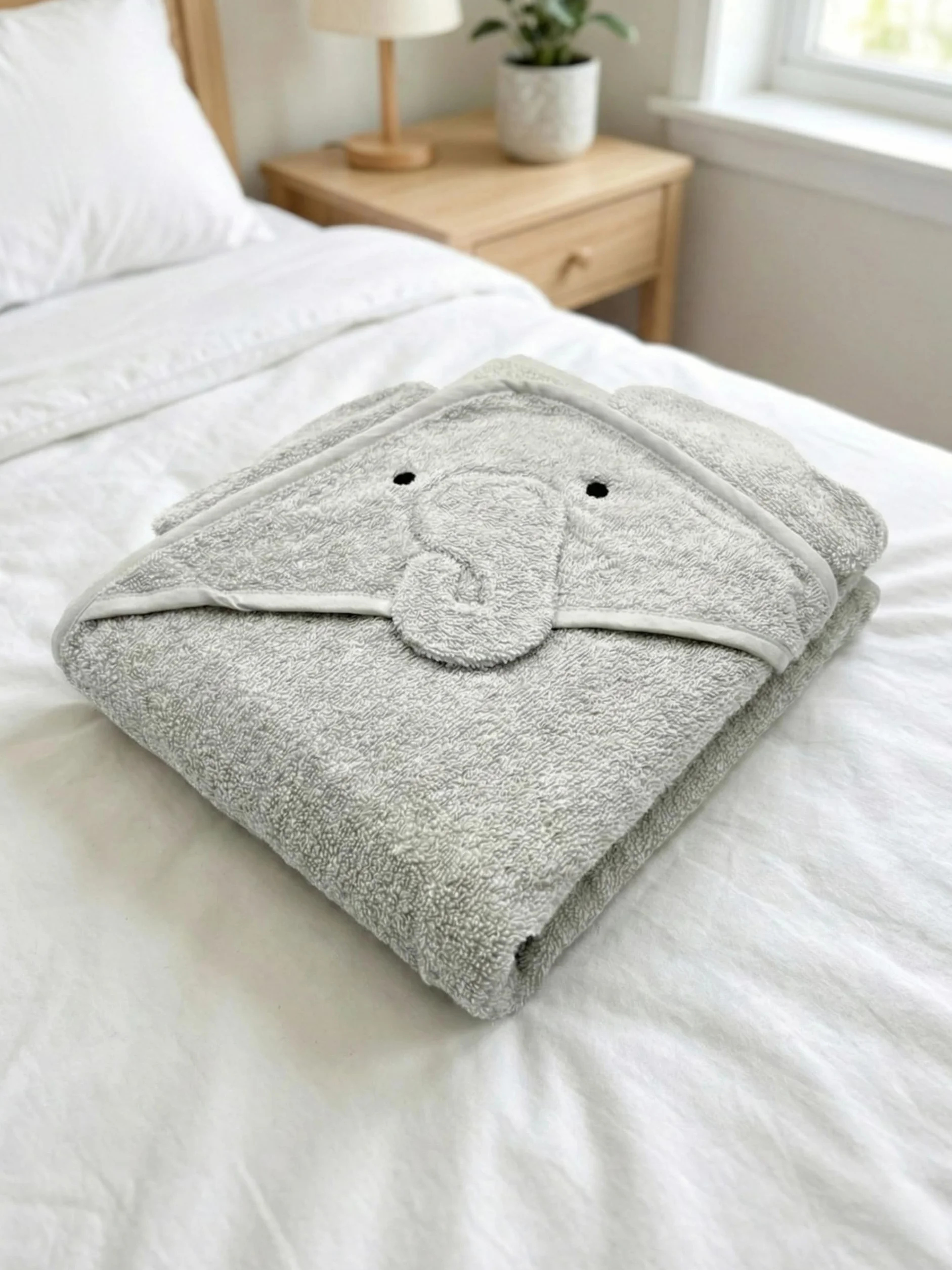 Accappatoio Neonato Spugna Puro Cotone 100% con Cappuccio Animale 75x75cm