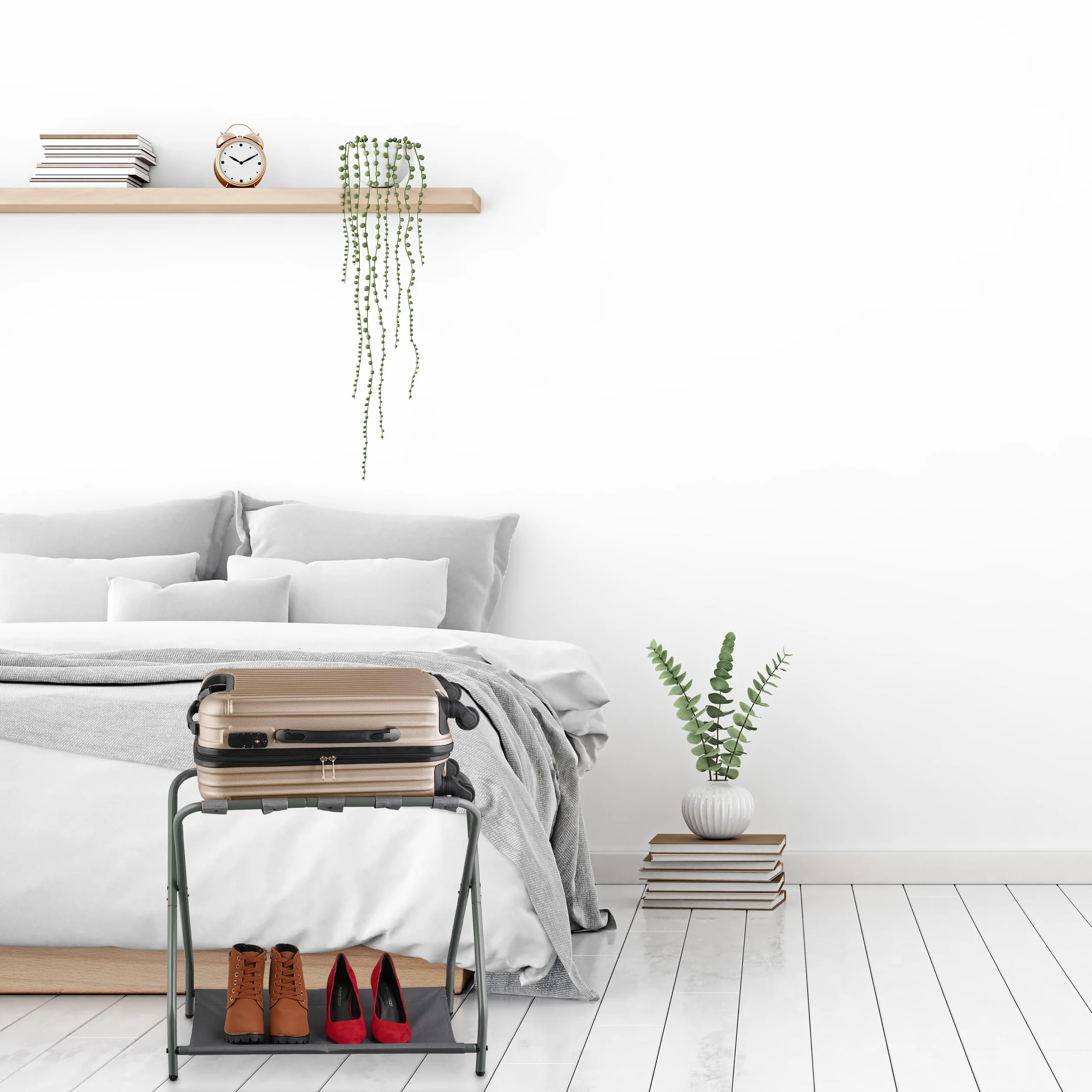 Relaxdays Portavaligie da Camera Pieghevole 58x66x38 cm Acciaio Grigio