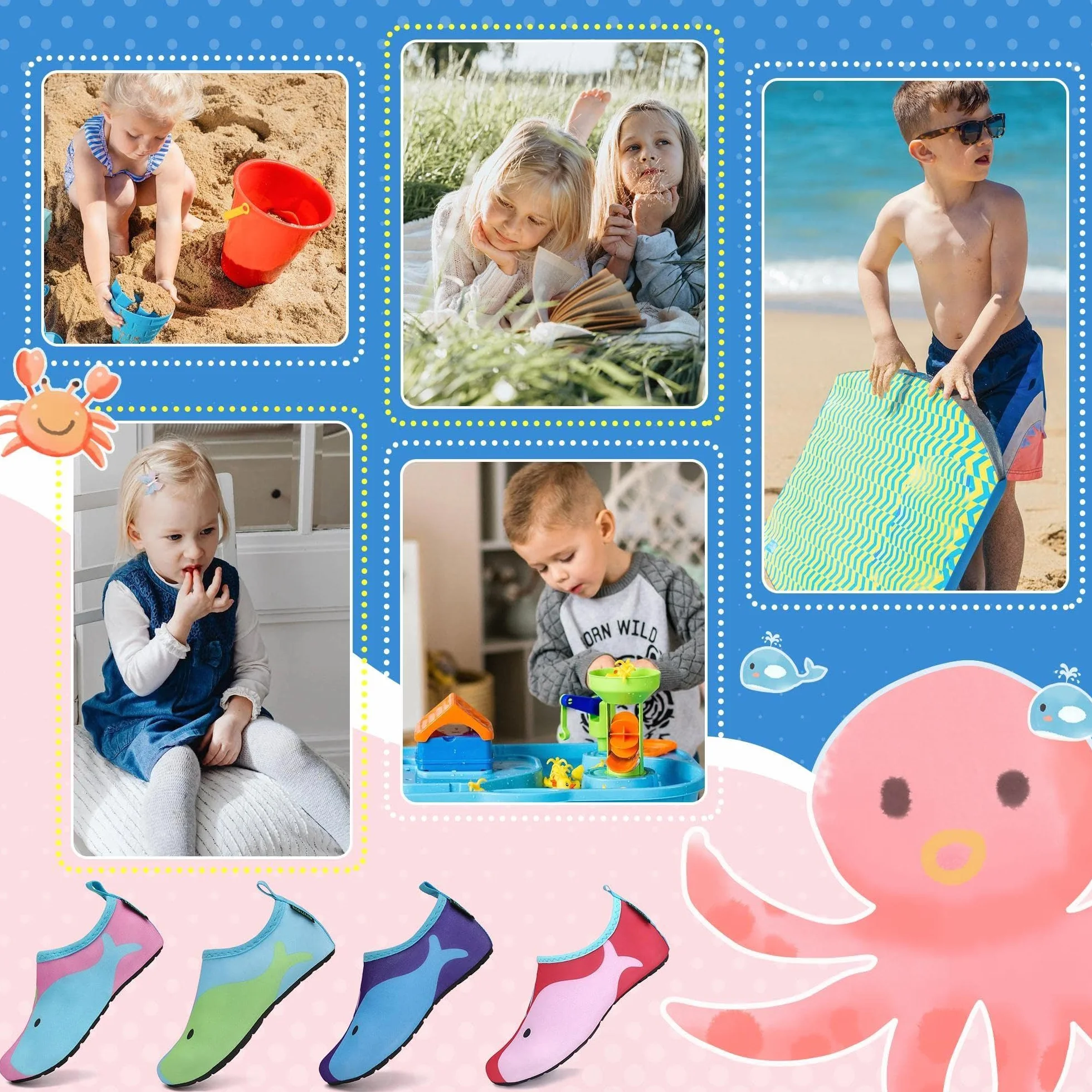 SAGUARO Bambini Ragazze Scarpe da Mare Spiaggia Water Shoes Taglia 20-37 EU
