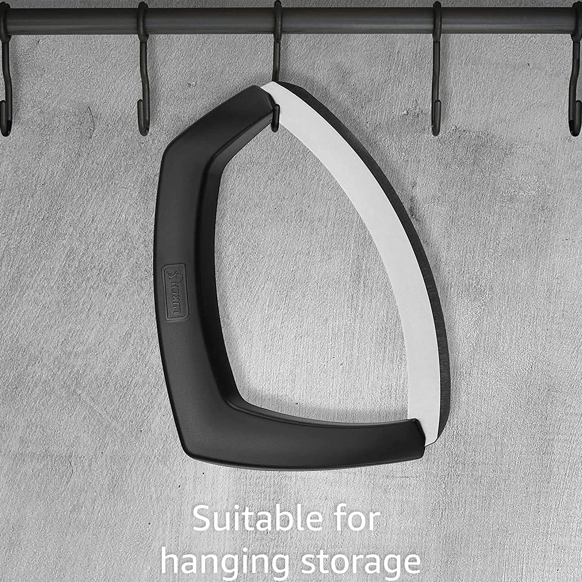 Lurch Tango 240320 - Coltello per erbe aromatiche con protezione della lama in plastica e acciaio inox, colore: nero, 5,2 x 16,5 x 12 cm