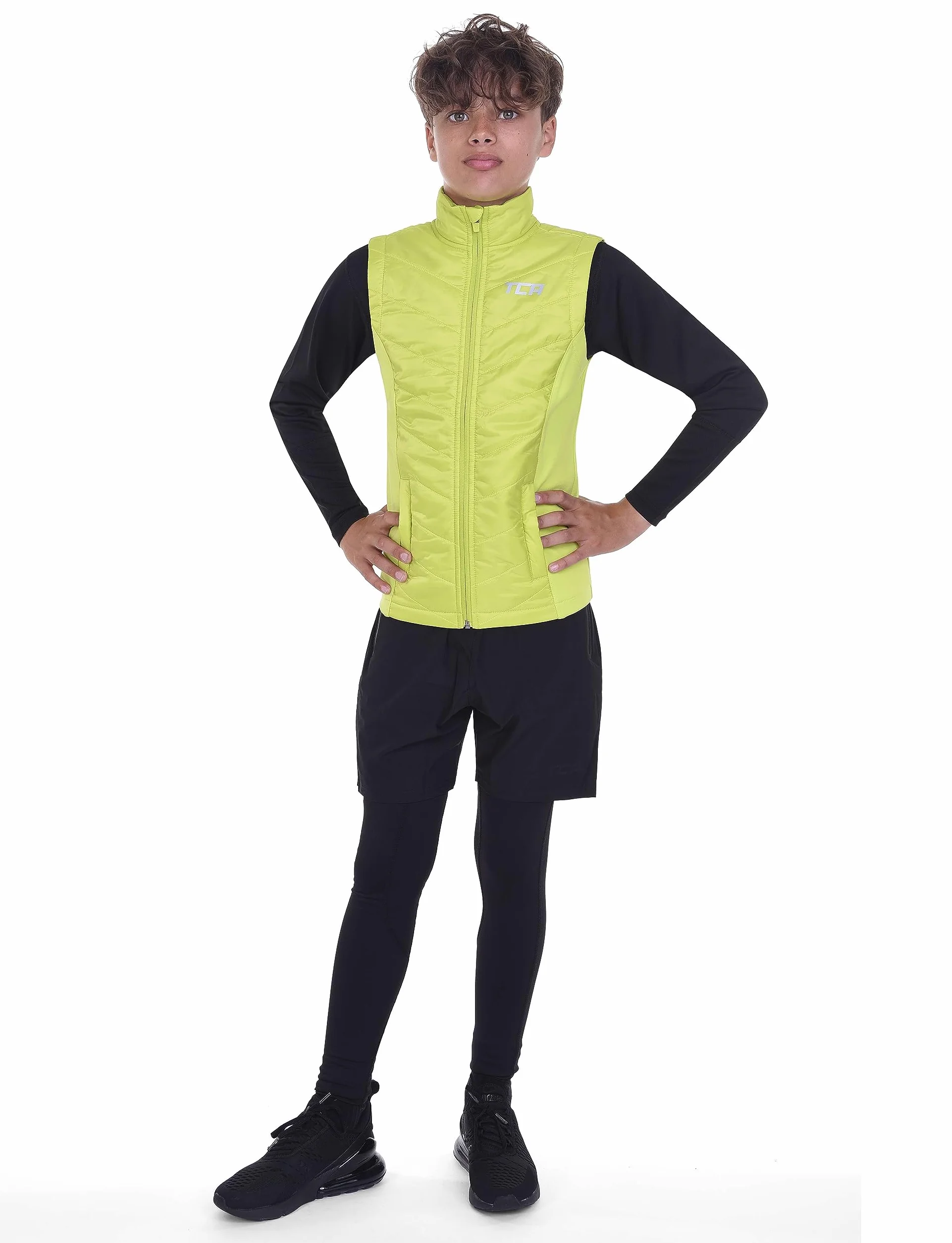 TCA Excel Runner Gilet Da Corsa Da Bambino Sportivo Con Tasche Zip
