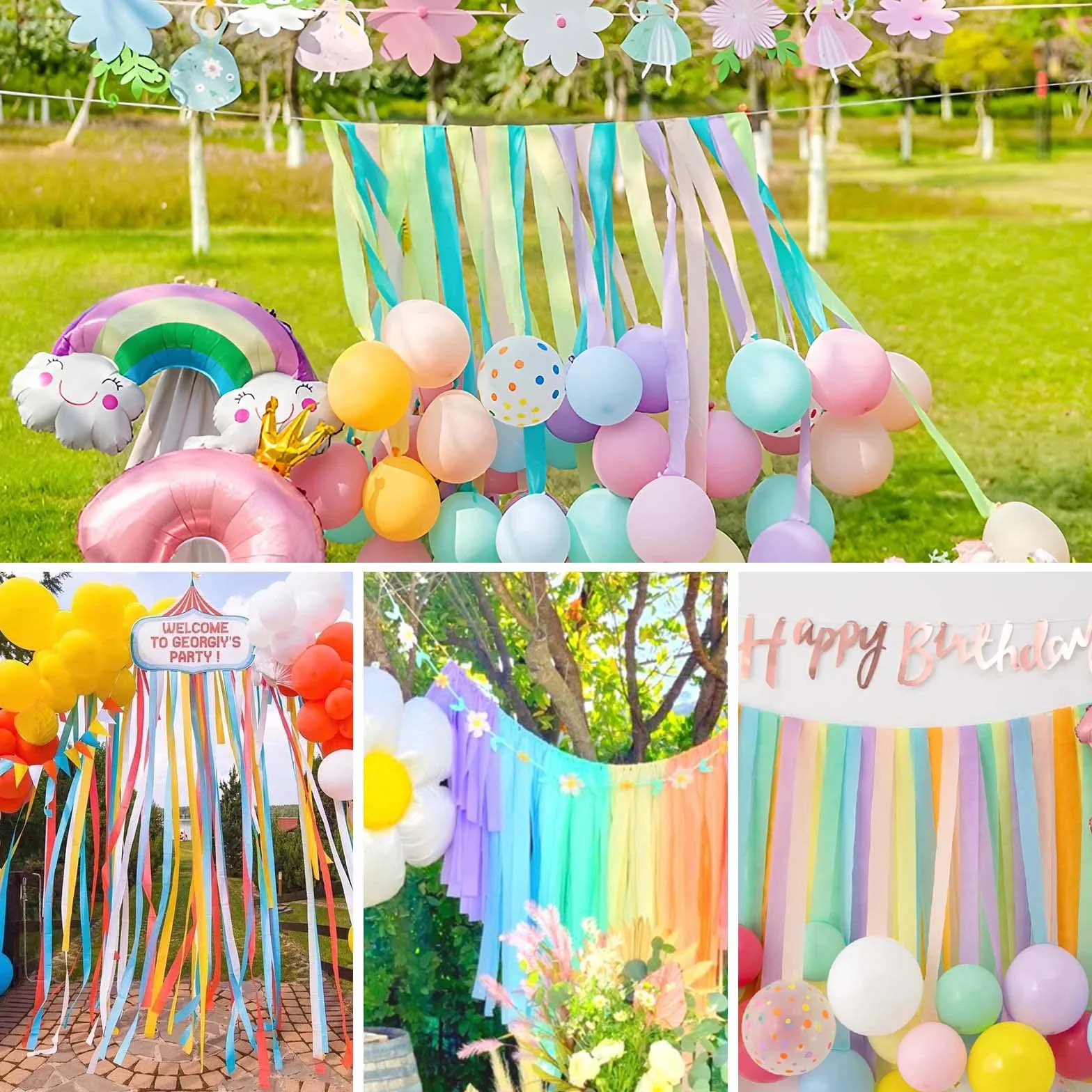 Nastro Crespato 12 Rotoli 25m x 4.5cm Carta Crespa Colorata per Decorazioni Feste Compleanno Matrimonio