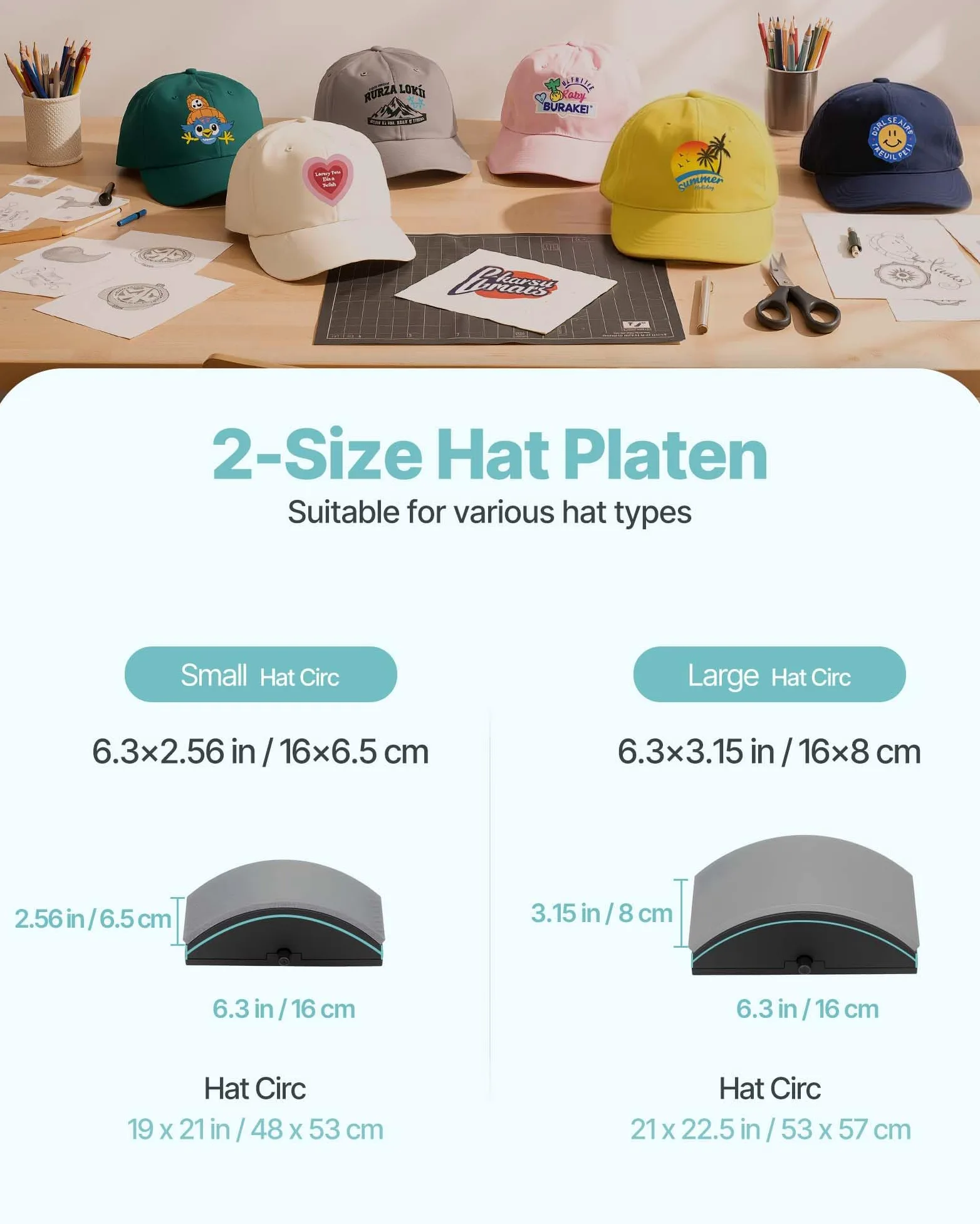 VEVOR Pressa a Caldo per Cappelli con 2 Piastre Intercambiabili 16 x 6,5 cm / 16 x 8 cm, Pressa a Caldo per Cappelli con Controllo della Temperatura e del Tempo, Macchina Fai da Te